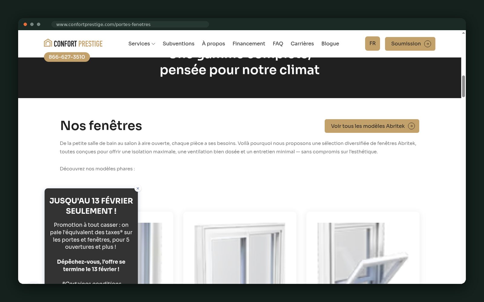 Windows range page, Abritek product line