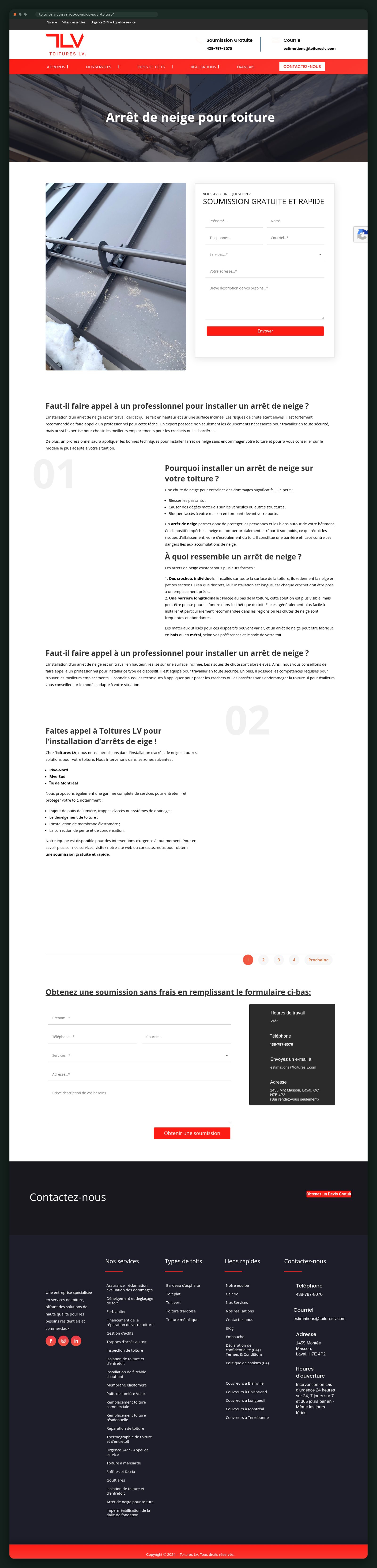 Snow-guard installation service page