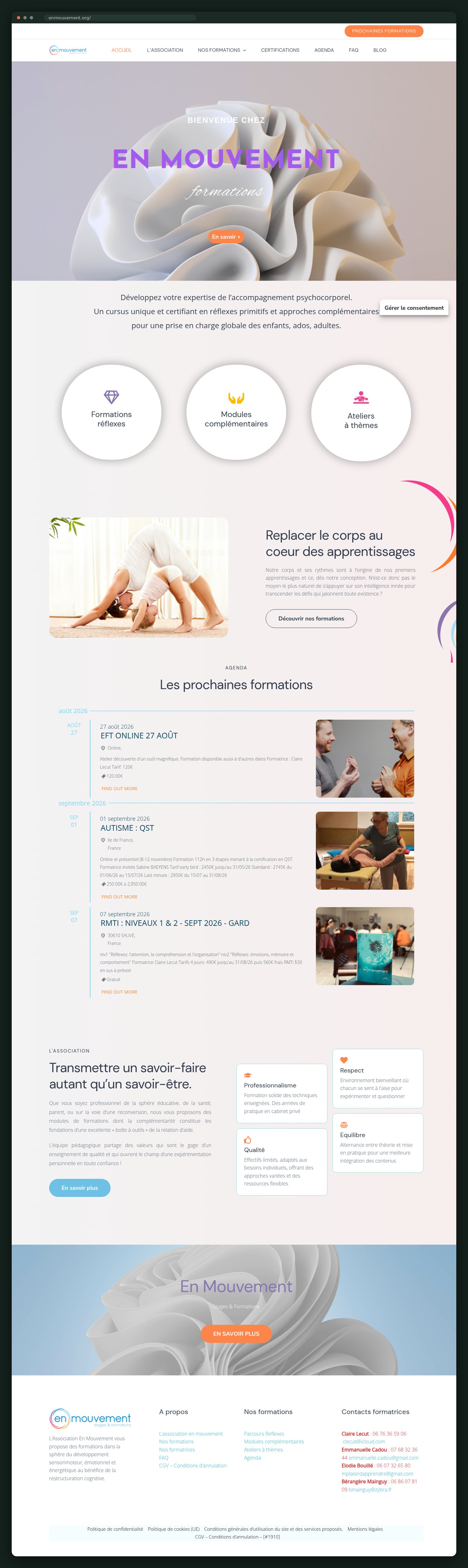 En Mouvement website — screen 1