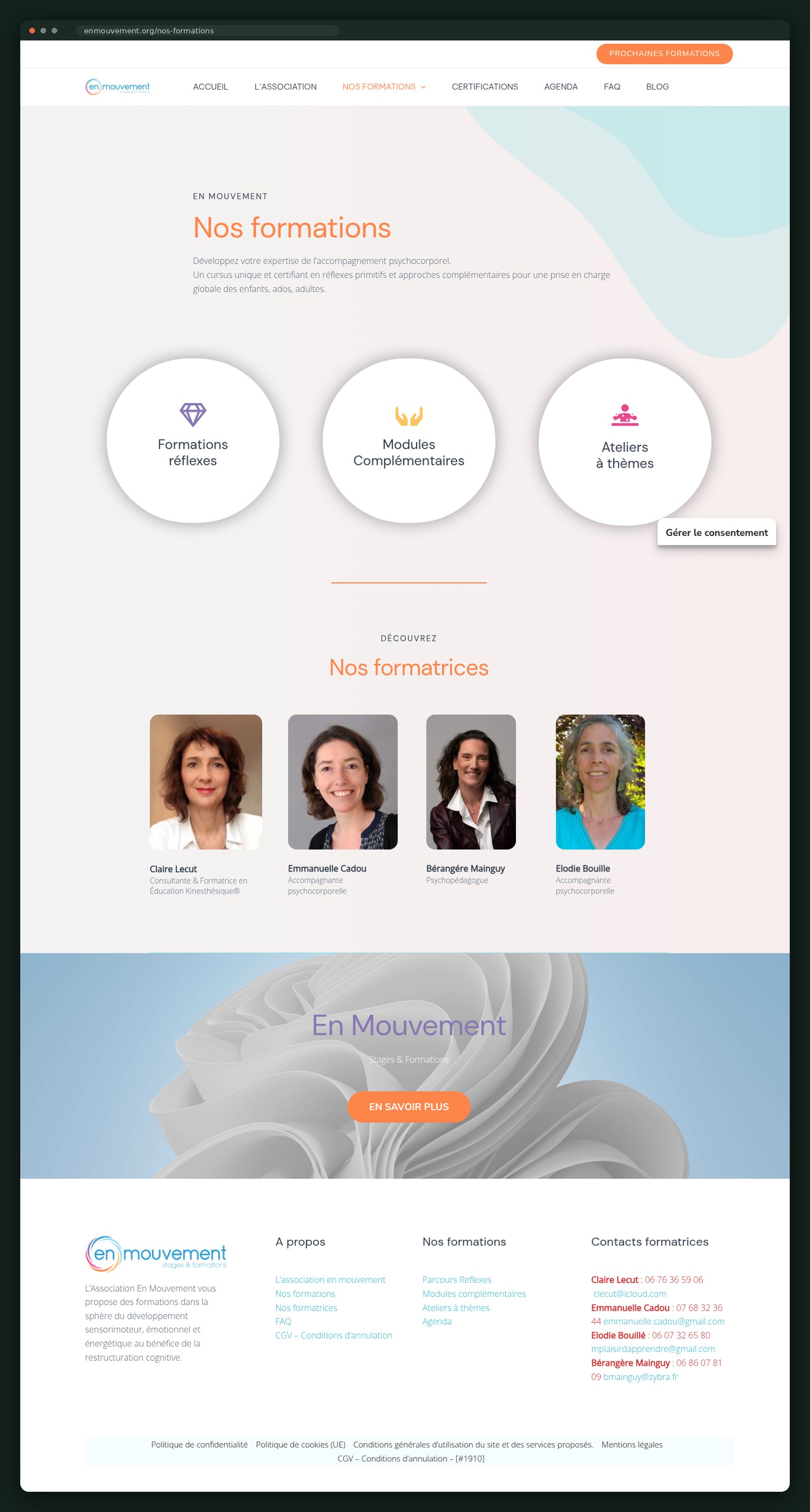 En Mouvement website — screen 2