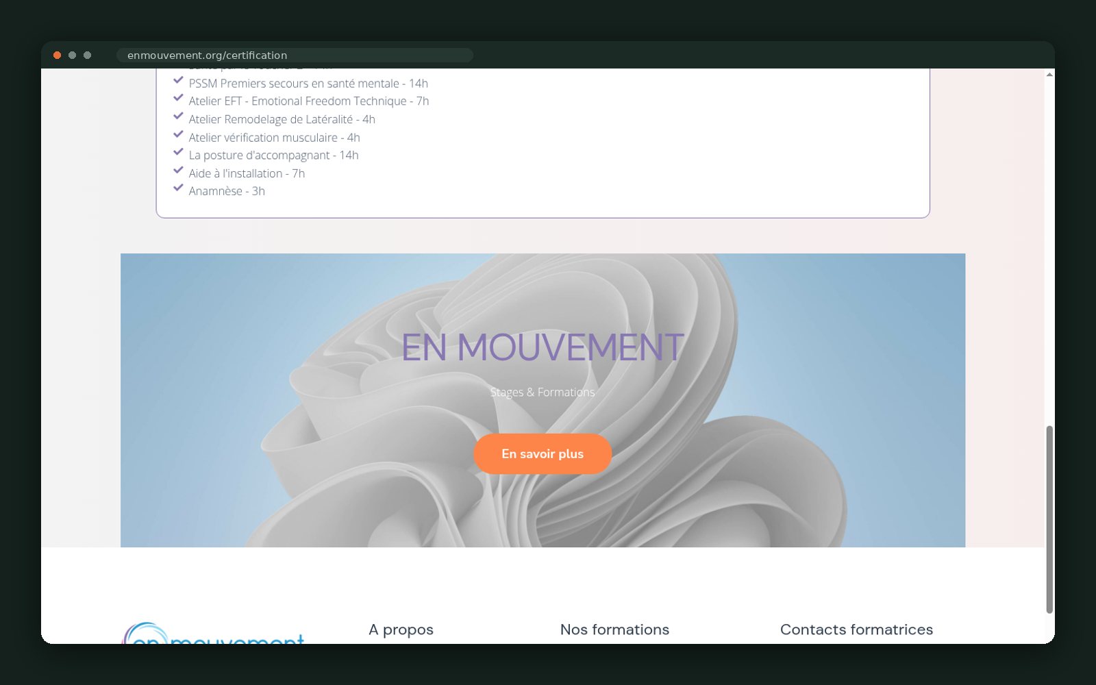 À-la-carte module list with hour counts