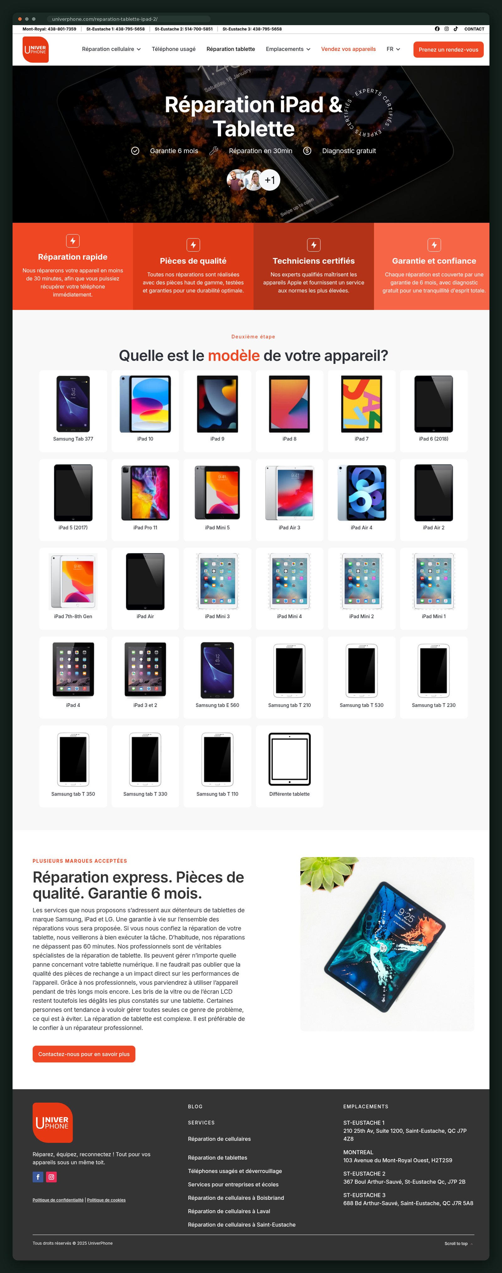 iPad and tablet repair page