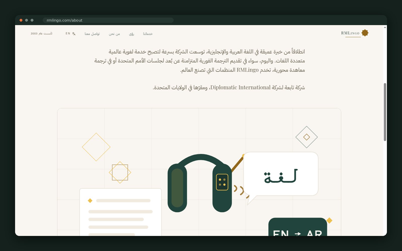 EN ⇄ AR illustration explaining the bilingual core