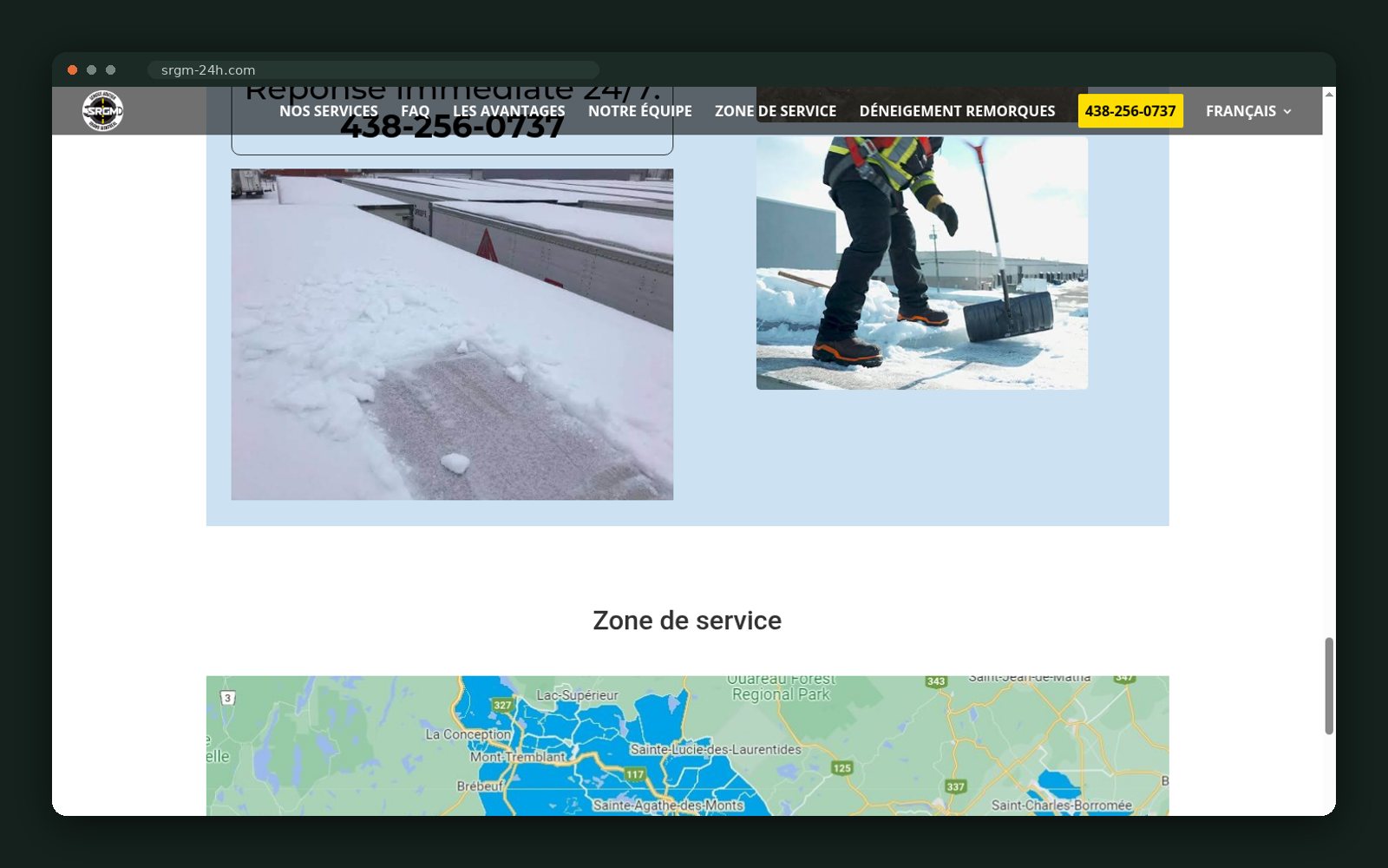 Service area map across Greater Montreal