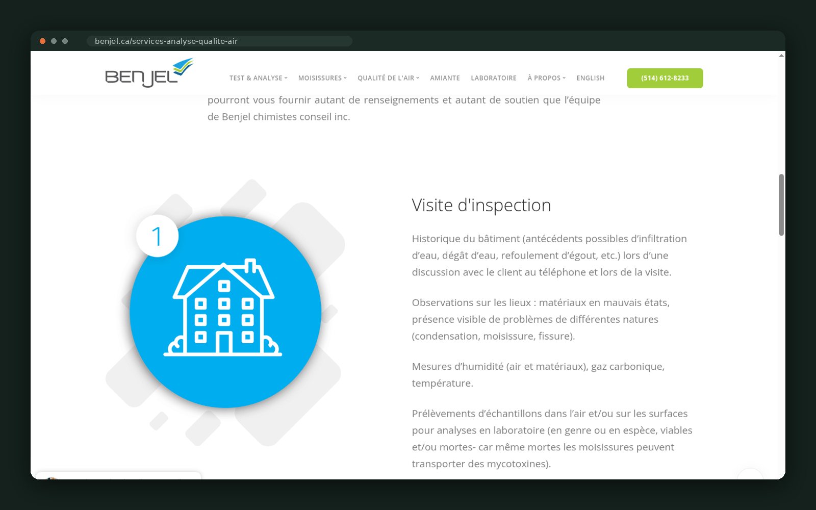 Benjel Chimistes Conseil Inc. website — screen 4
