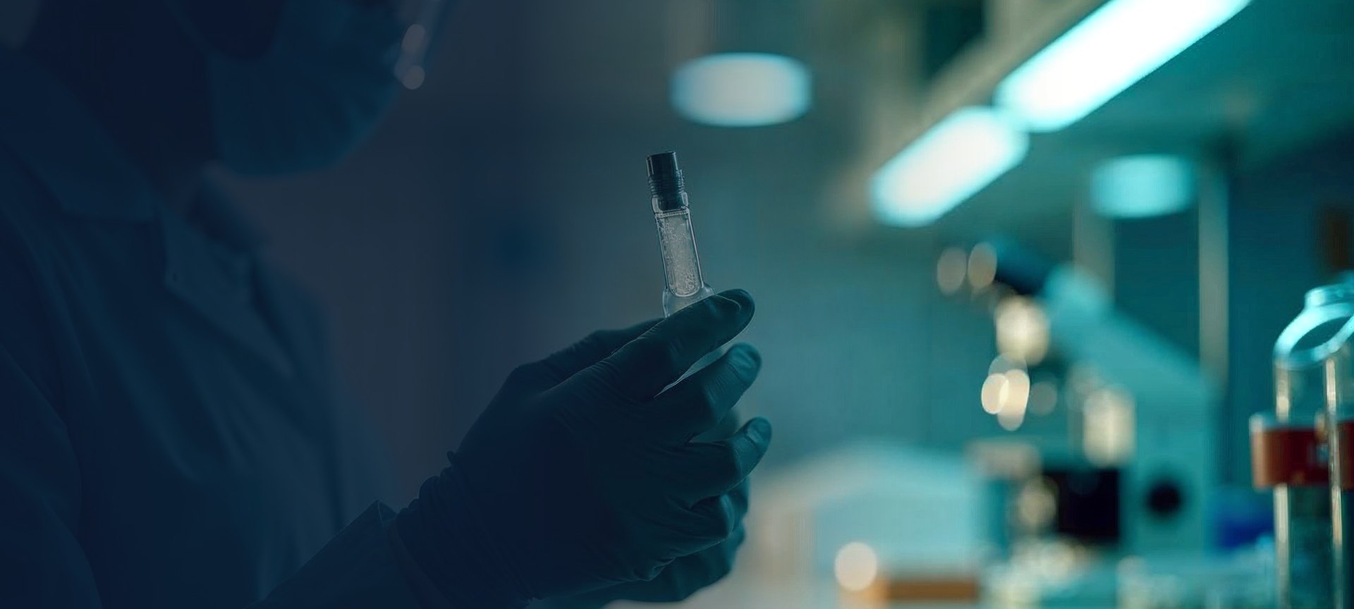 Art-directed laboratory air-sampling scene representing Benjel's industry