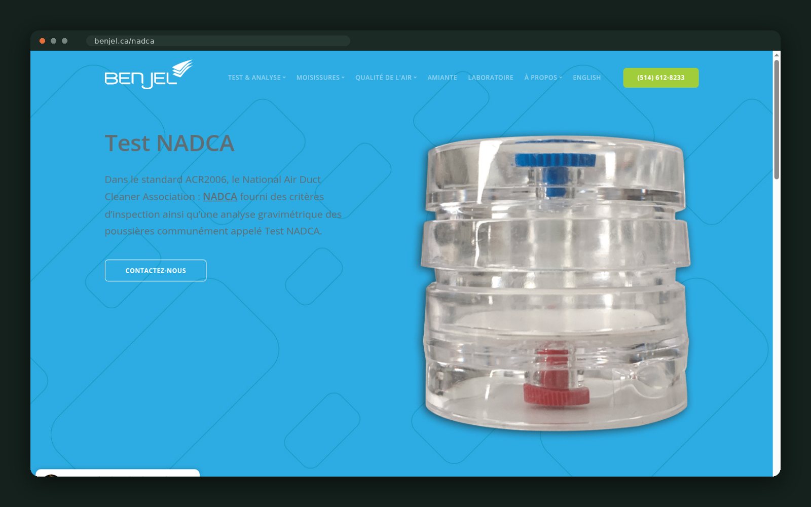 Benjel Chimistes Conseil Inc. website — screen 5