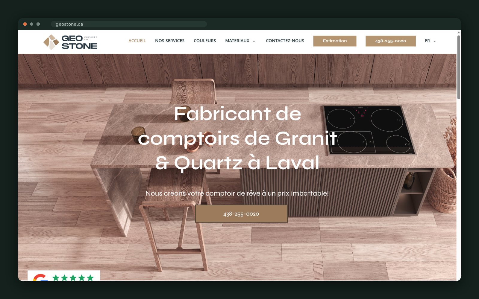 Homepage hero — granite and quartz countertop fabrication