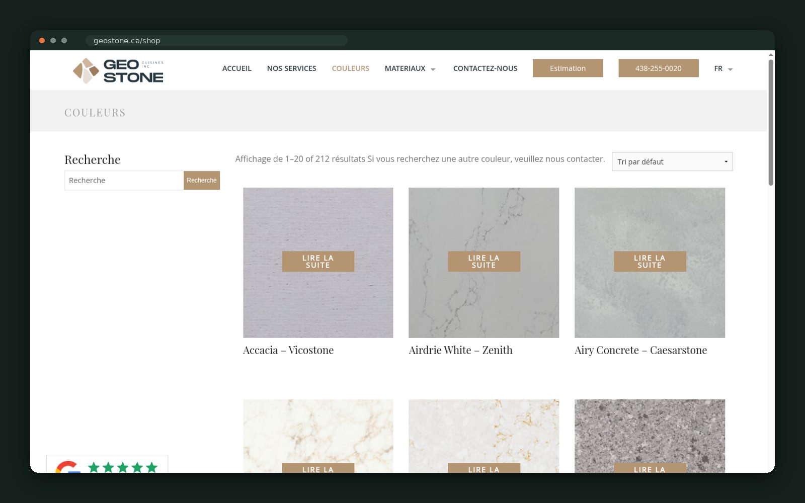 Colour catalogue — searchable slab library