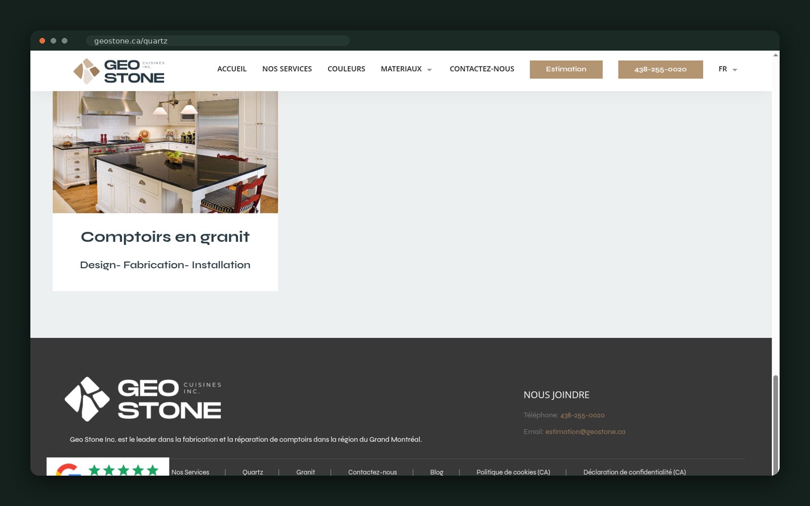 Granite countertops — design, fabrication, installation