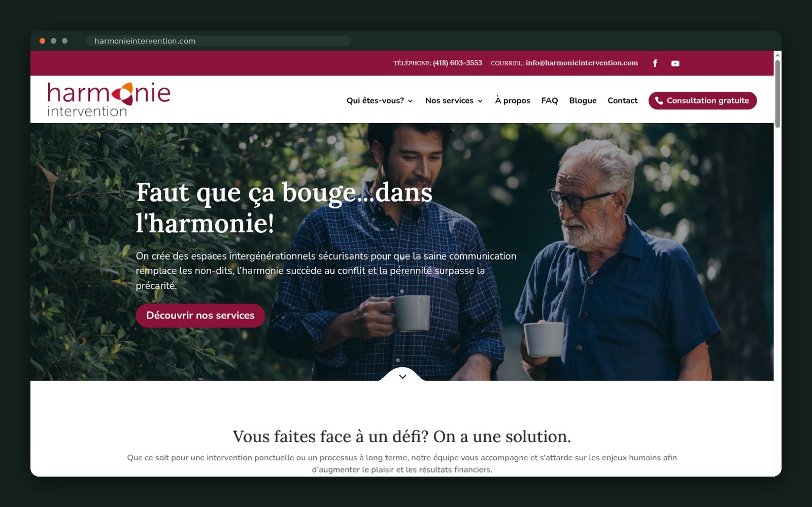 Harmonie Intervention website — screen 5