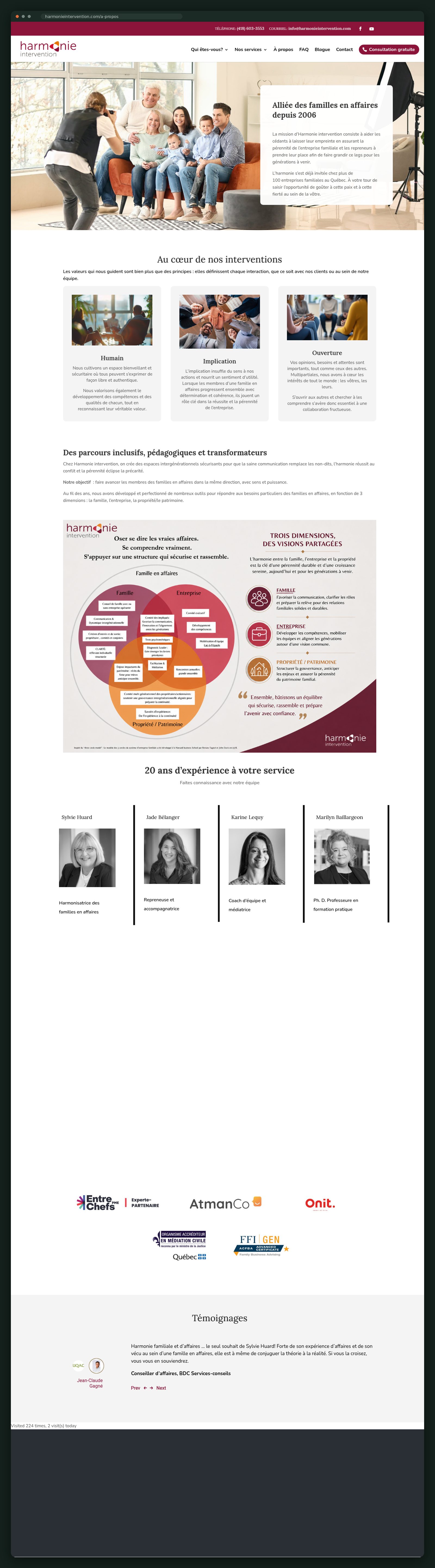 Harmonie Intervention website — screen 4