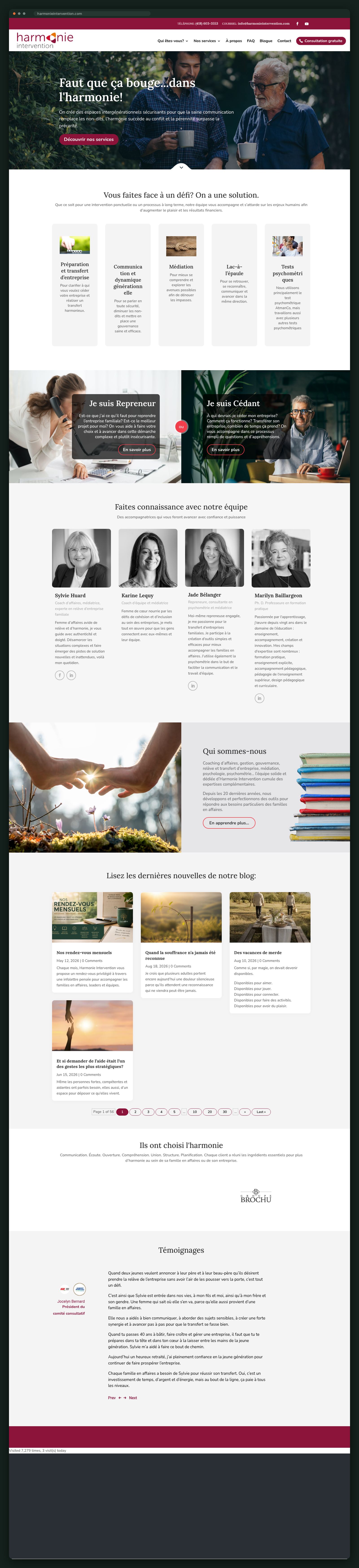 Harmonie Intervention website homepage