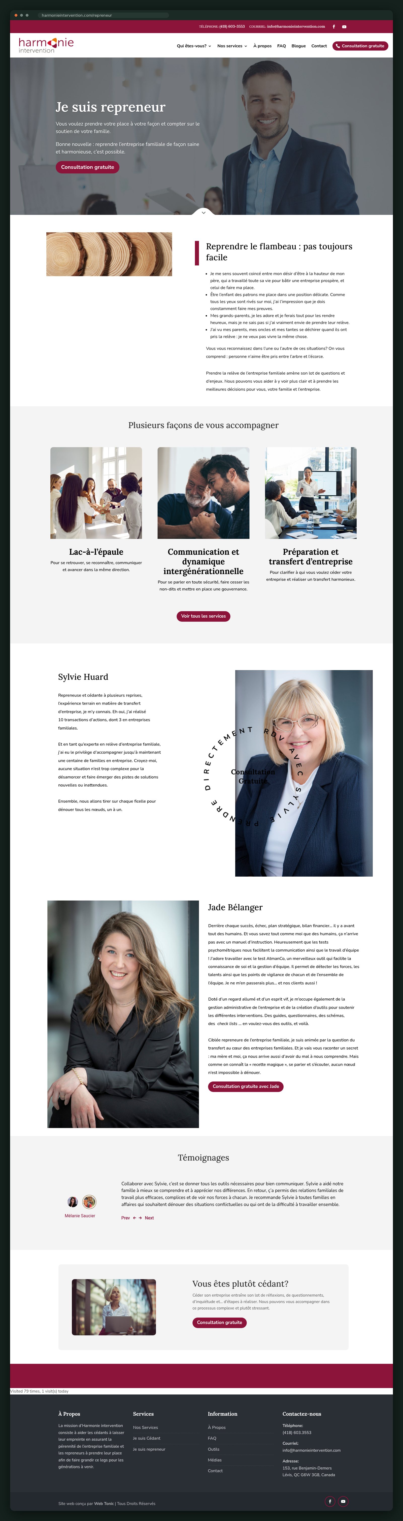 Harmonie Intervention website — screen 3