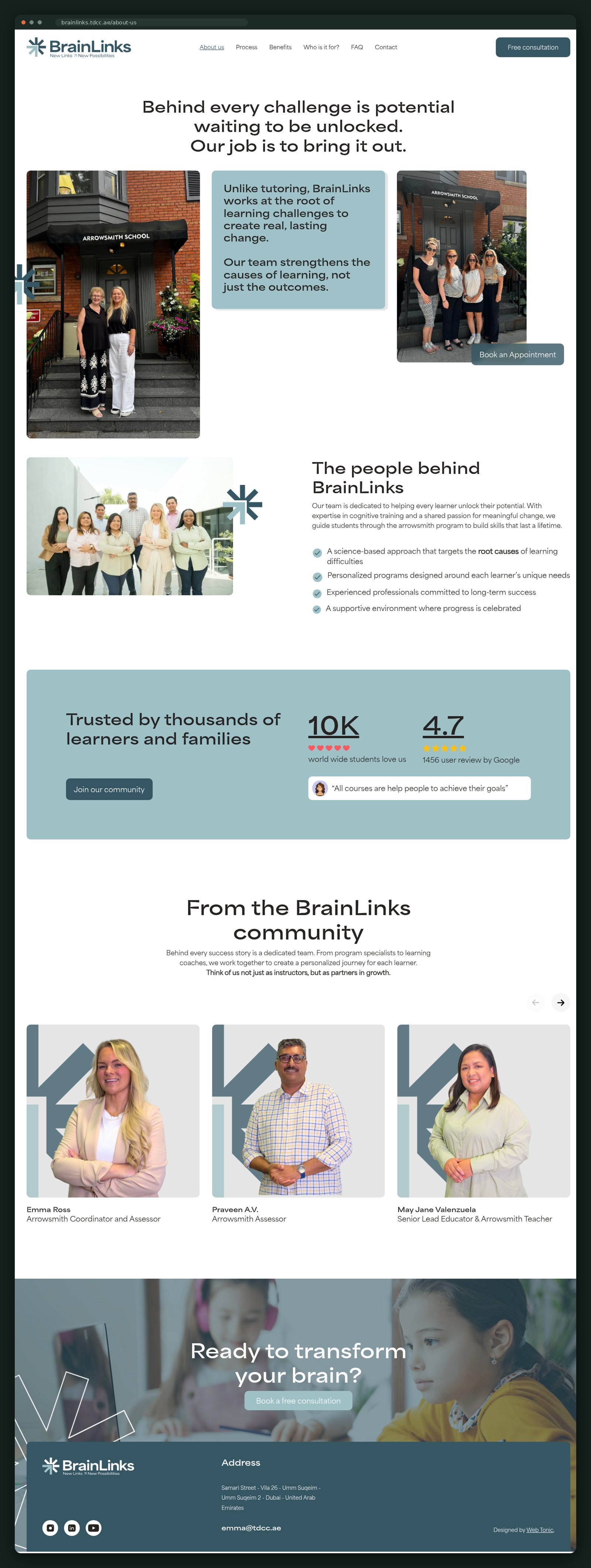 BrainLinks website — screen 2