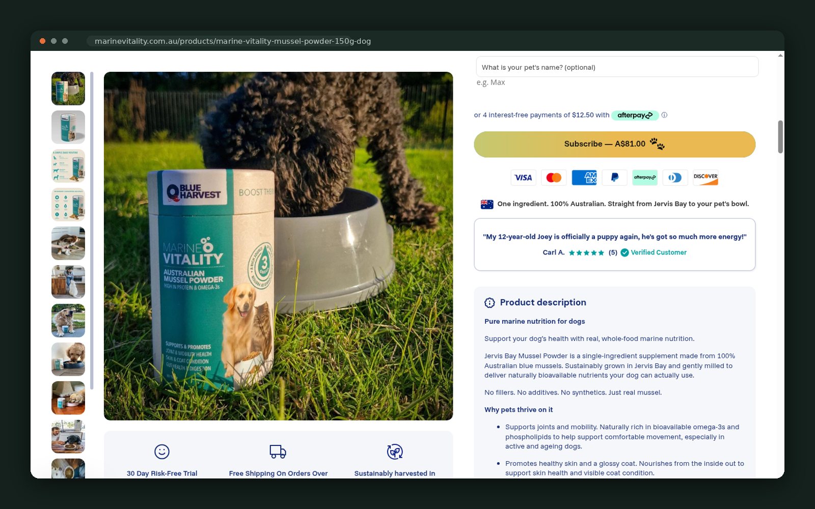 Subscription delivery frequency and pricing panel