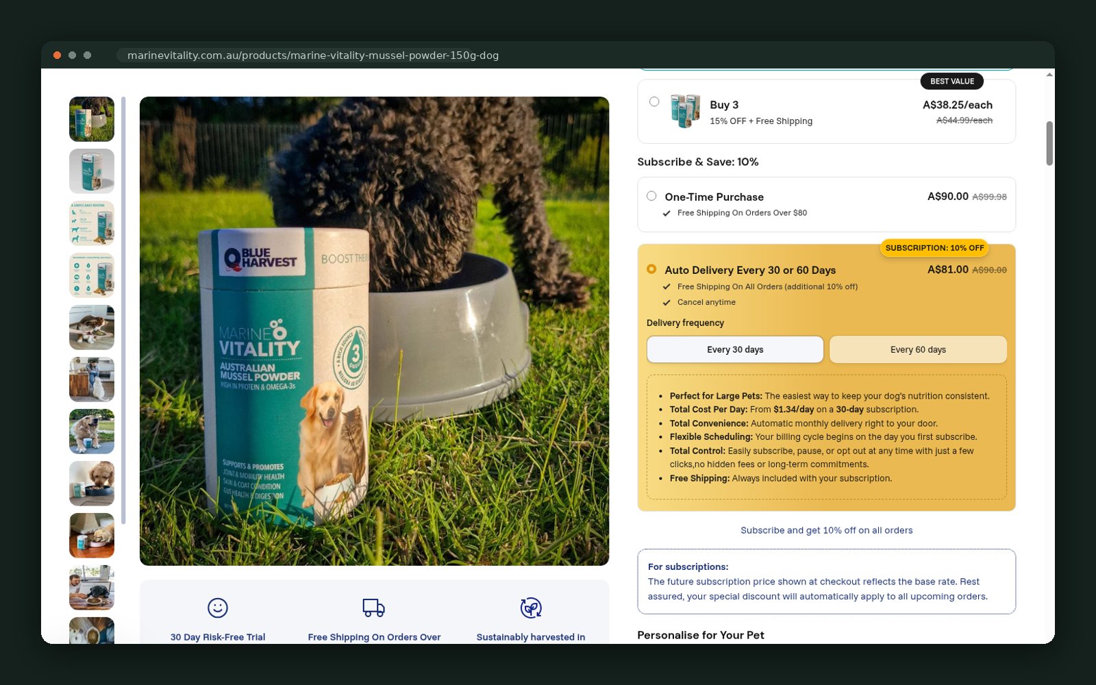 Bundle selector with subscribe-and-save built into the choice