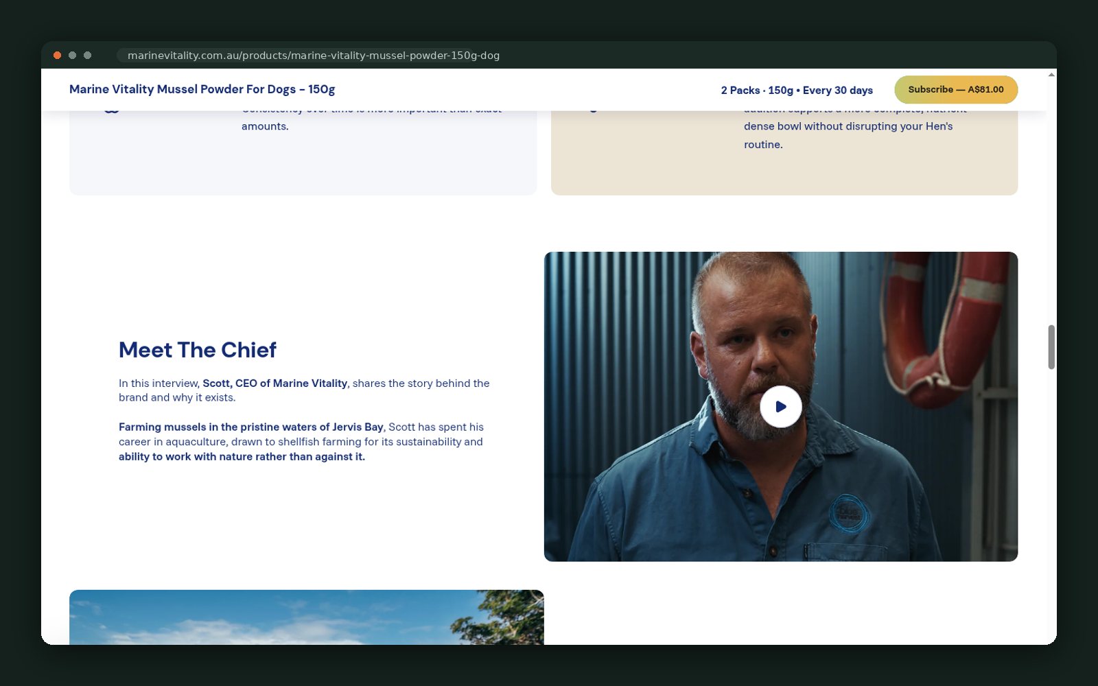 Marine Vitality website — screen 3