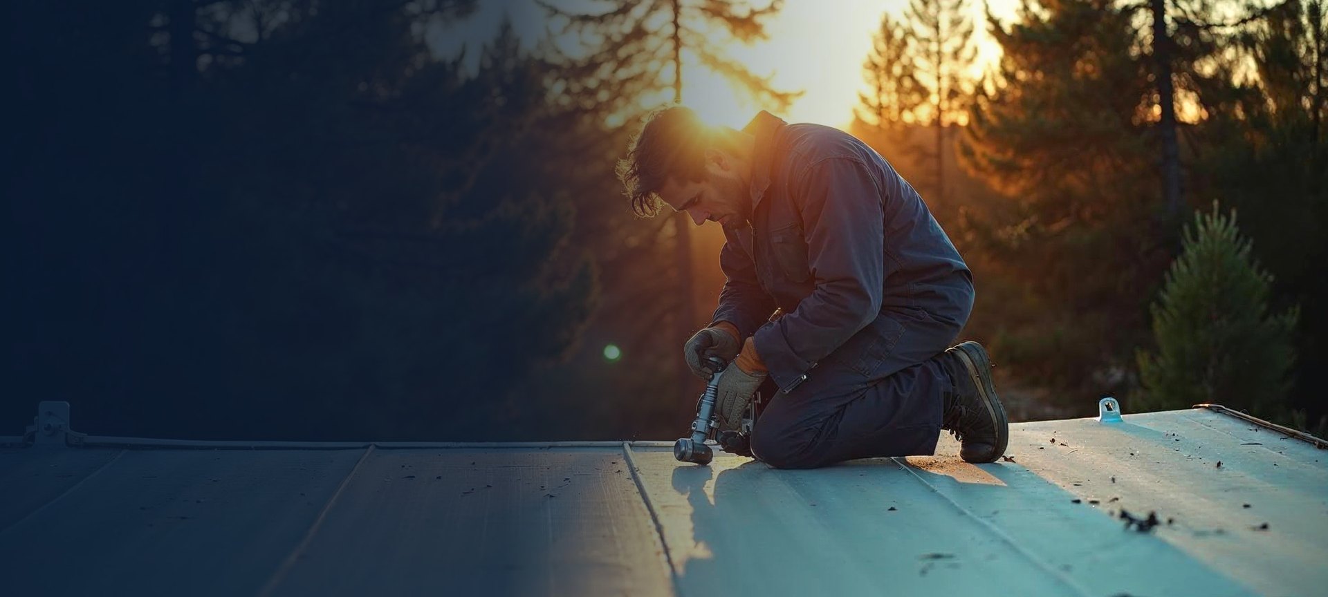 Art-directed RV roof repair scene representing Toiture VR's industry