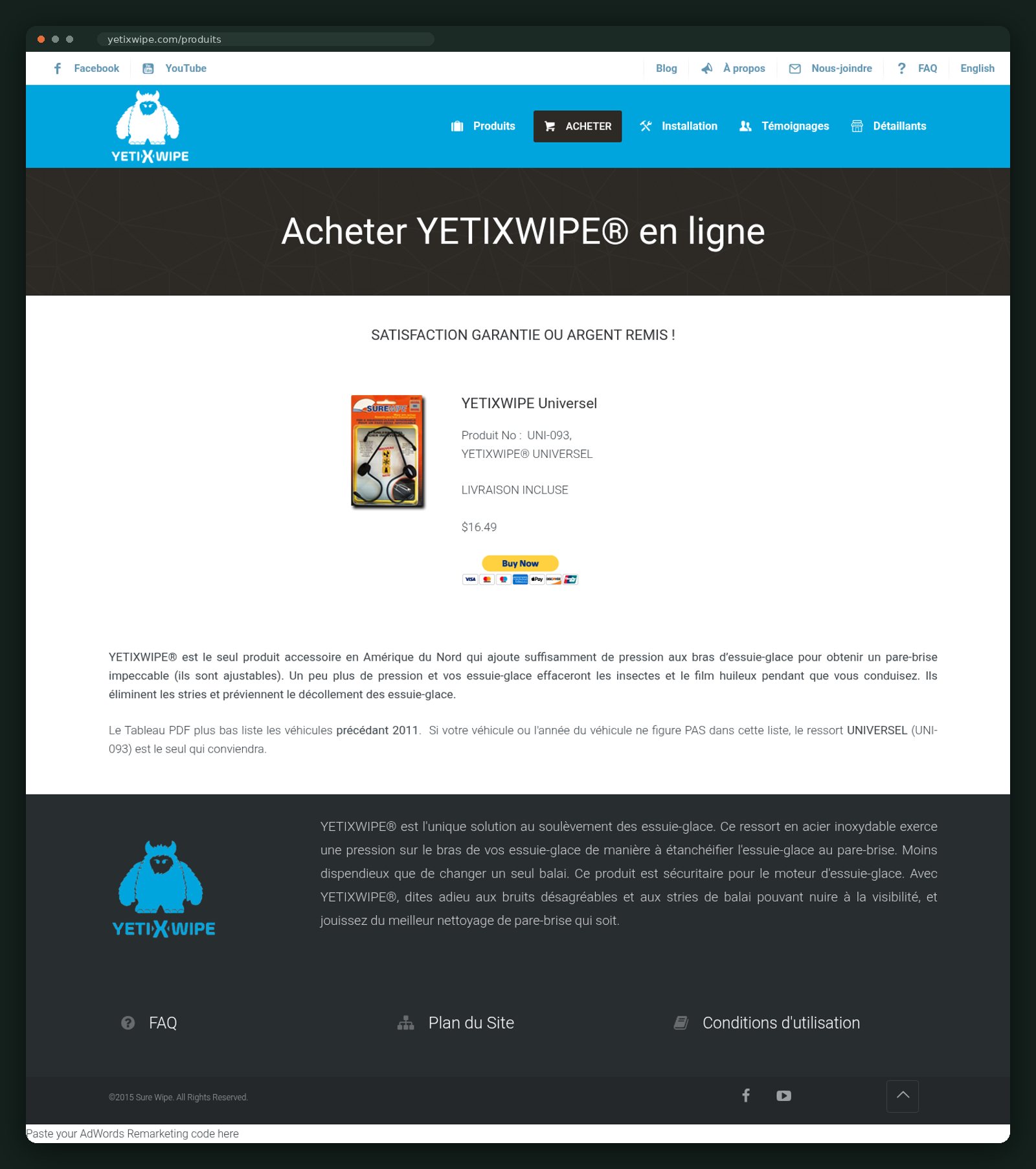 YETIXWIPE website — screen 2