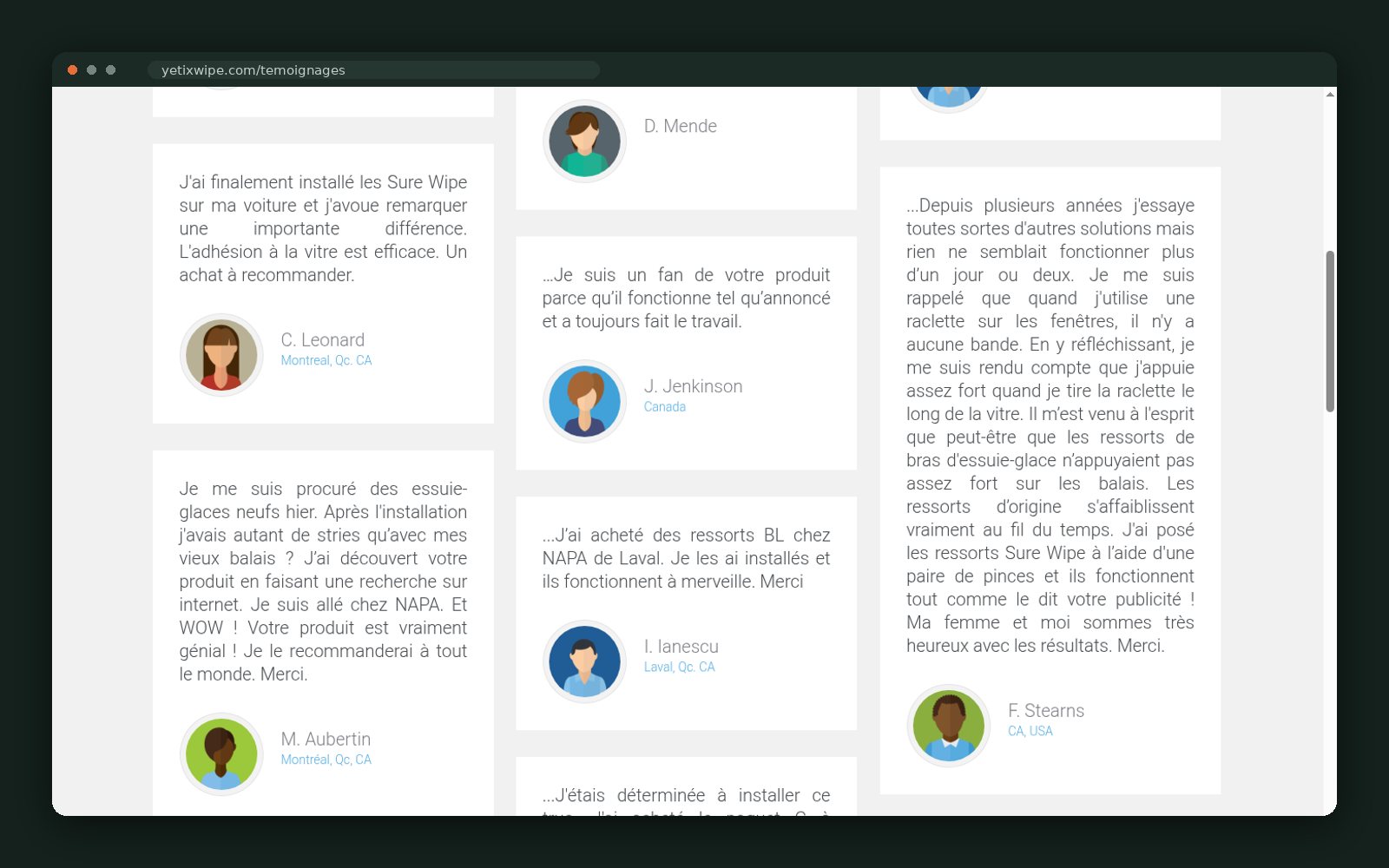 Continued testimonial grid