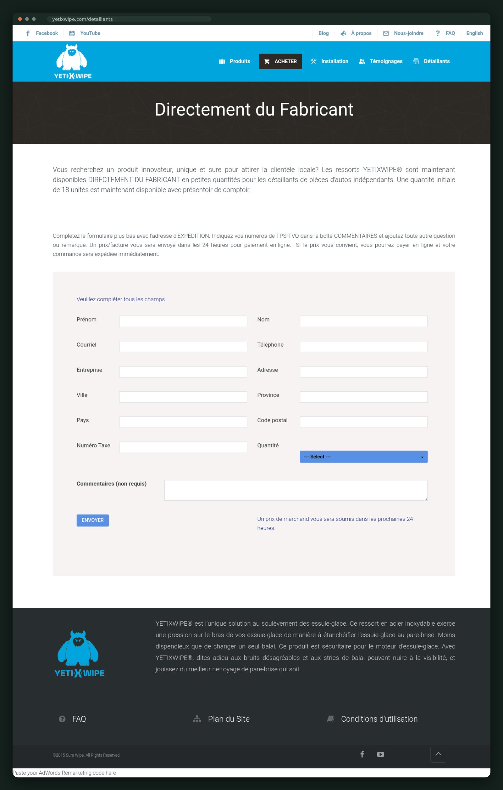 YETIXWIPE website — screen 5