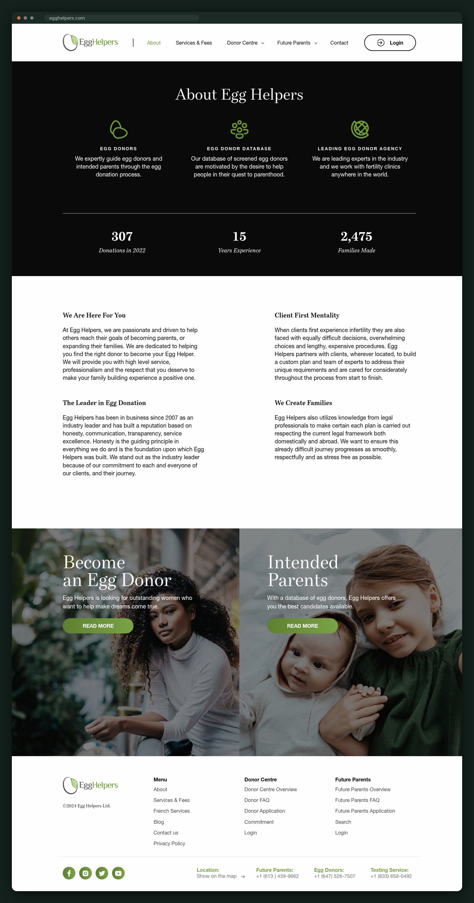 About page, full scroll