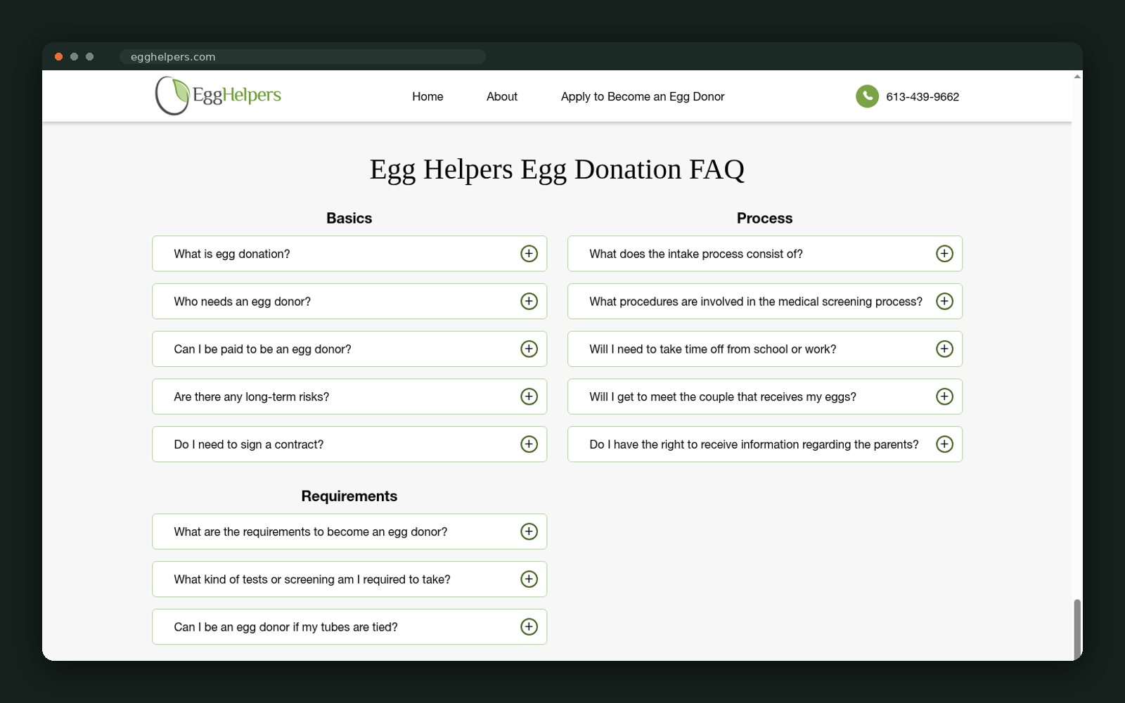 Donor FAQ accordion