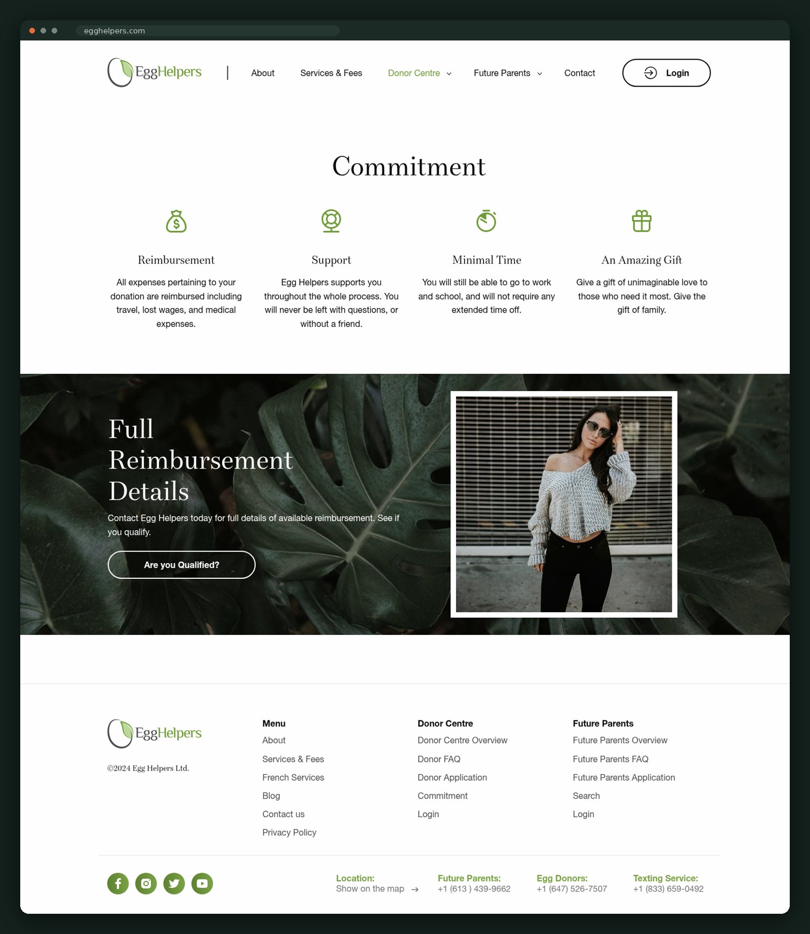 Commitment and reimbursement page, full scroll
