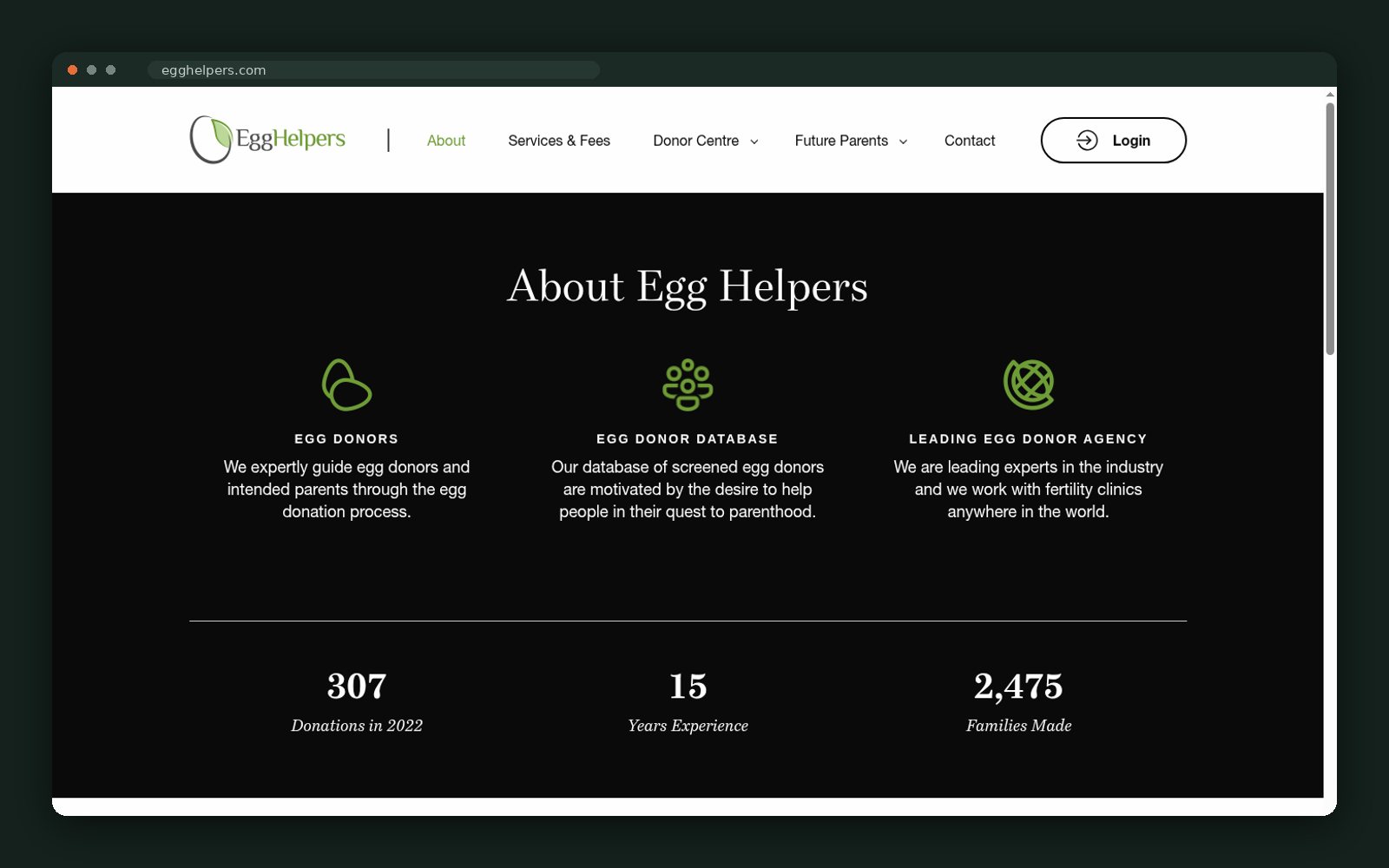 Egg Helpers website — screen 5