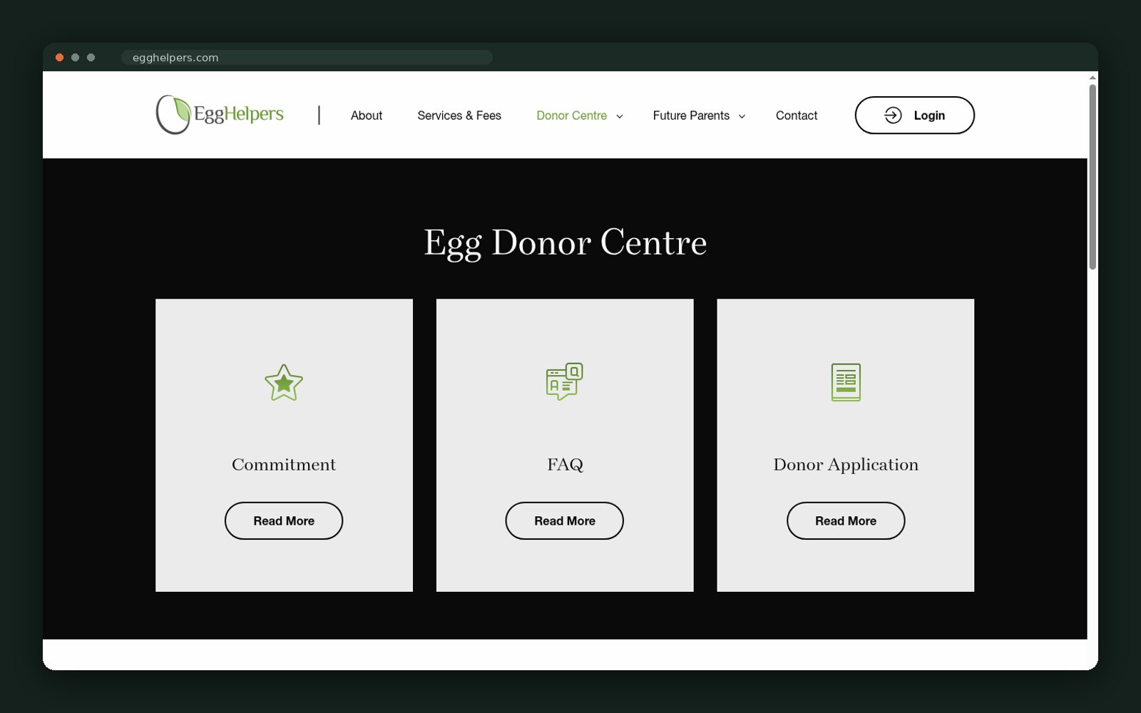 Egg Helpers website — screen 3