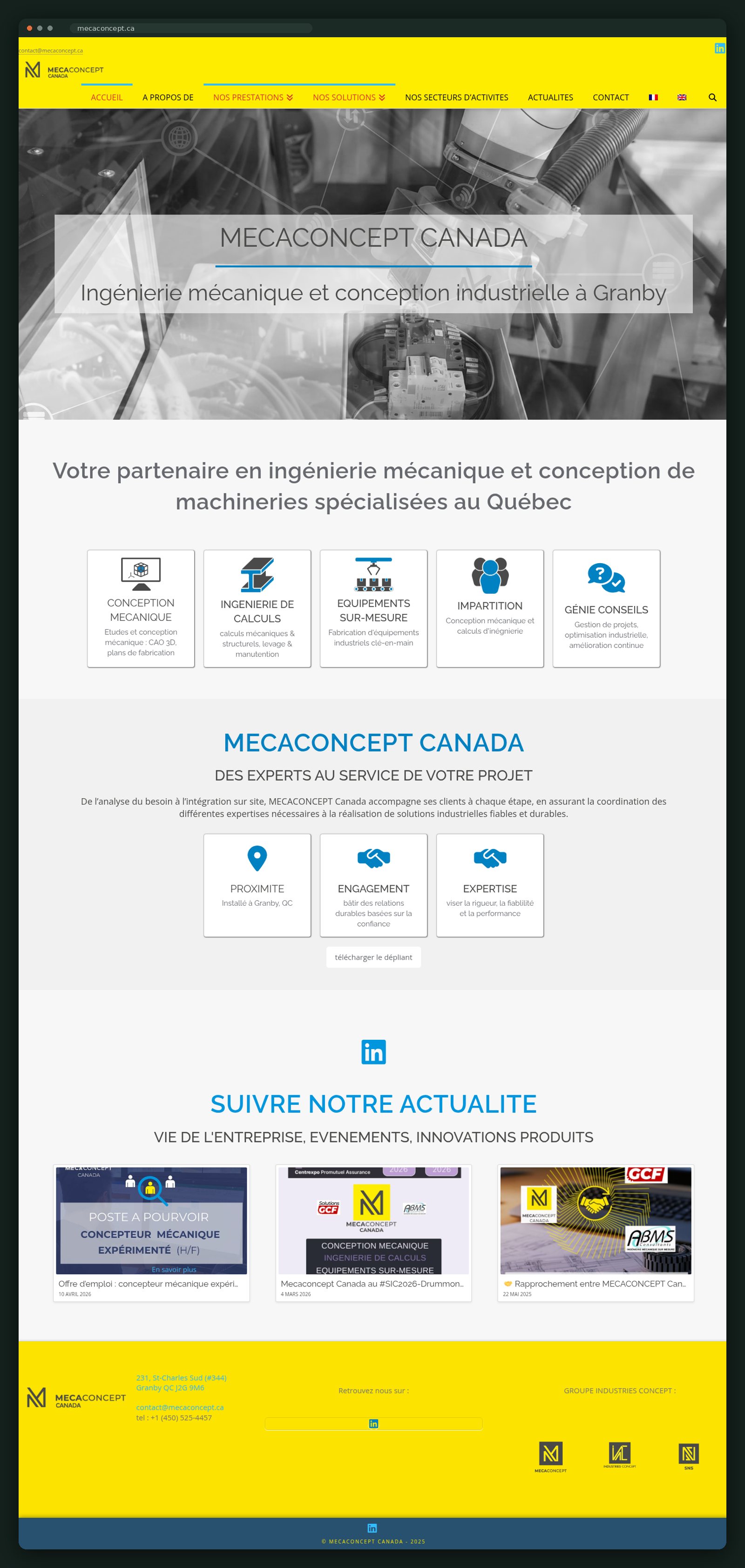 Mecaconcept Canada homepage, full scroll