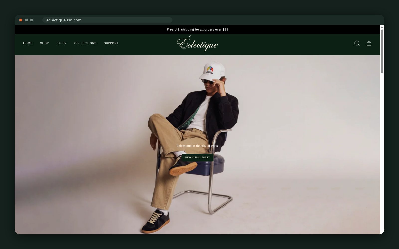 Éclectique USA website homepage