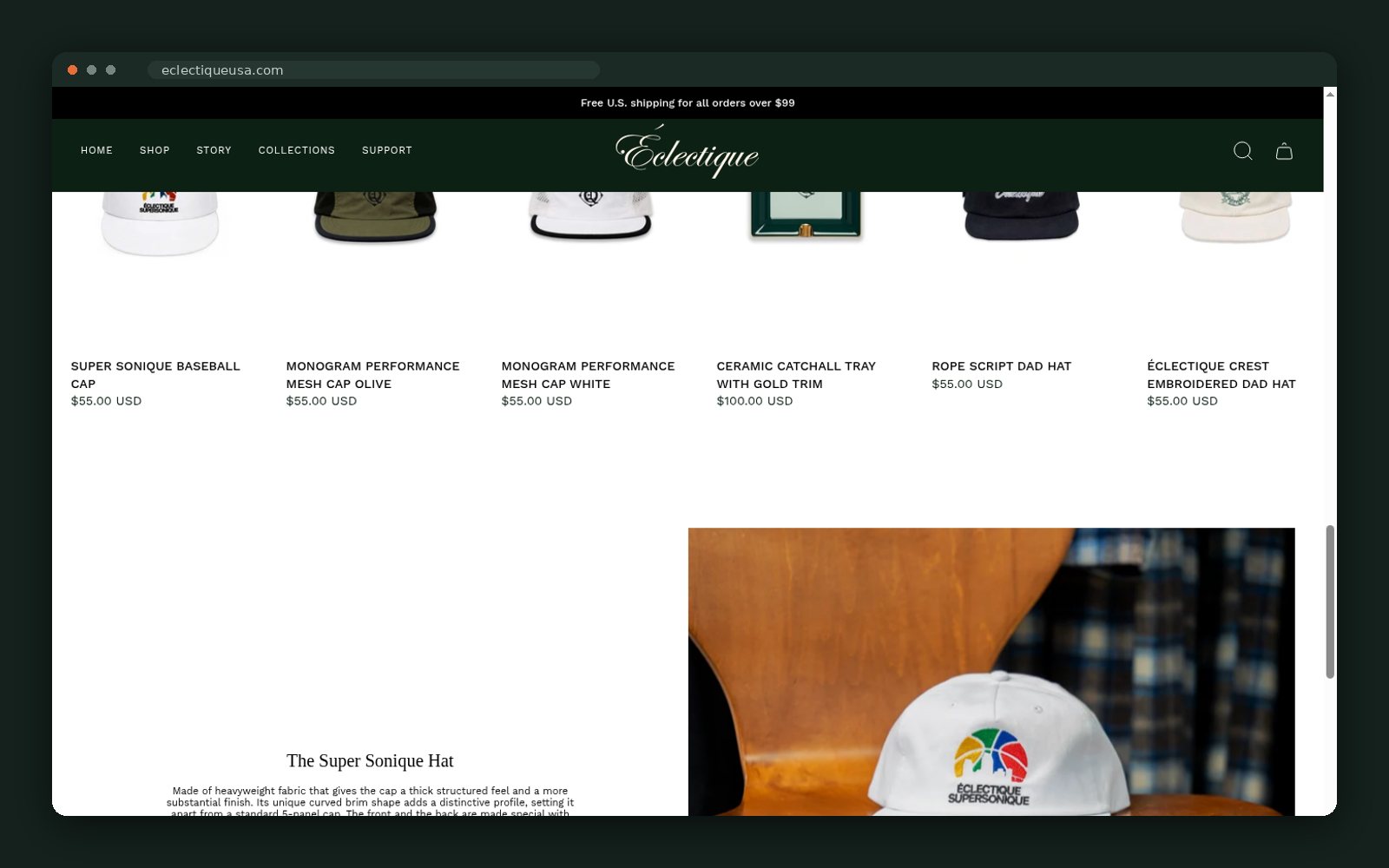 Accessories line-up and the Super Soniqe hat feature