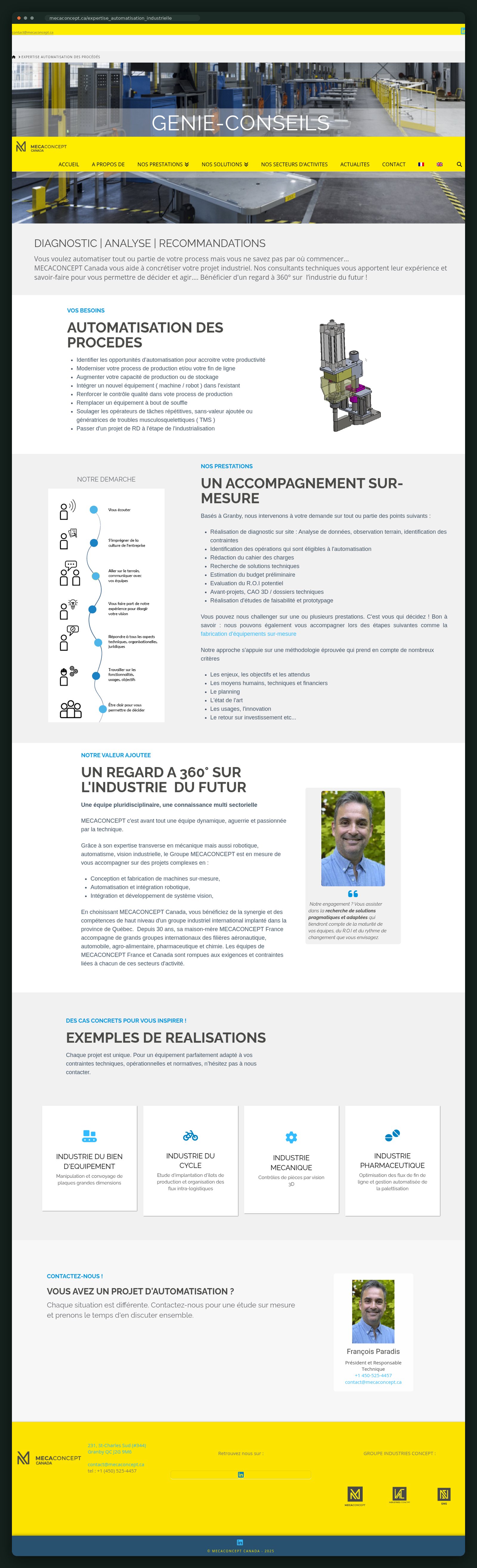 Industrial automation engineering page, full scroll