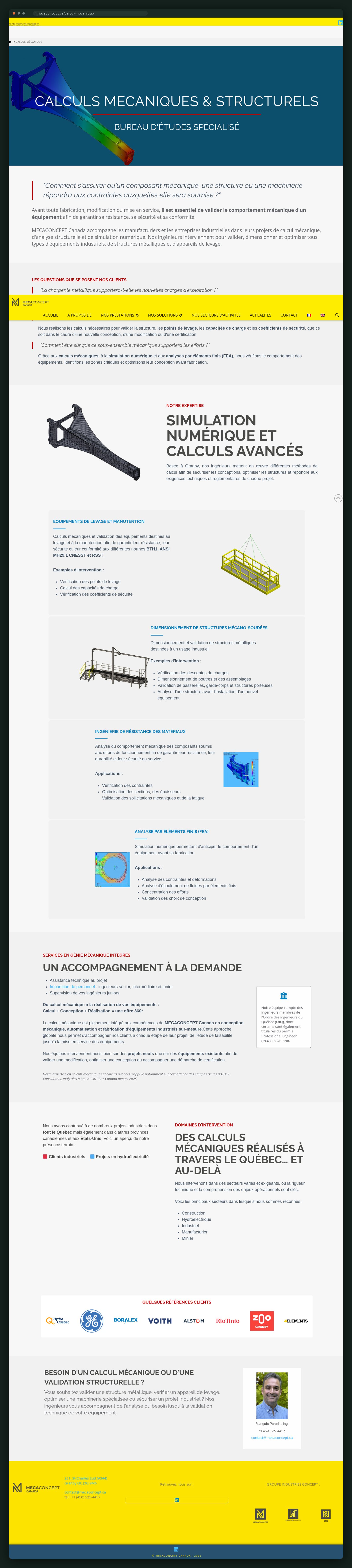 Mechanical and structural calculation page, full scroll