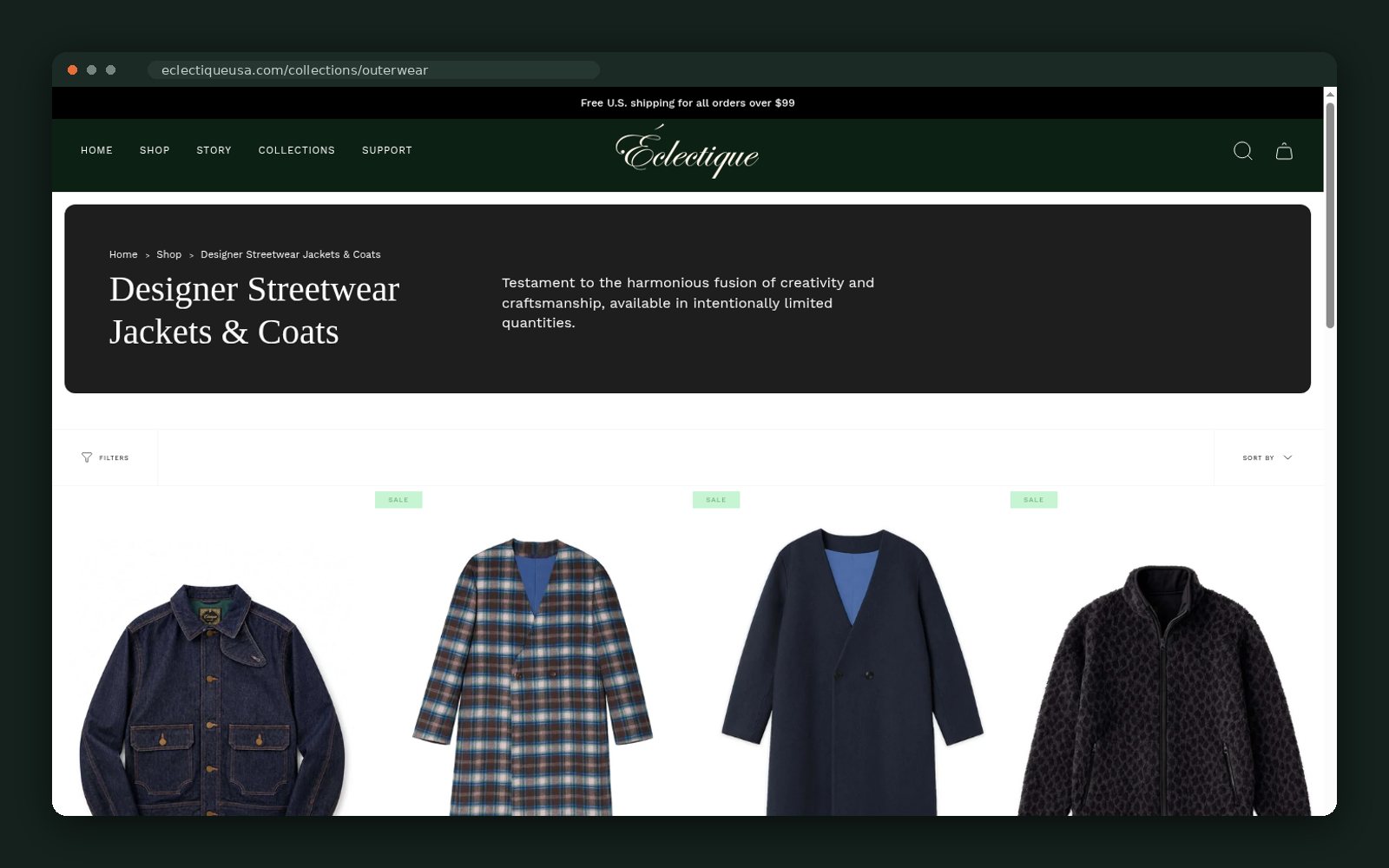 Designer streetwear jackets and coats collection header