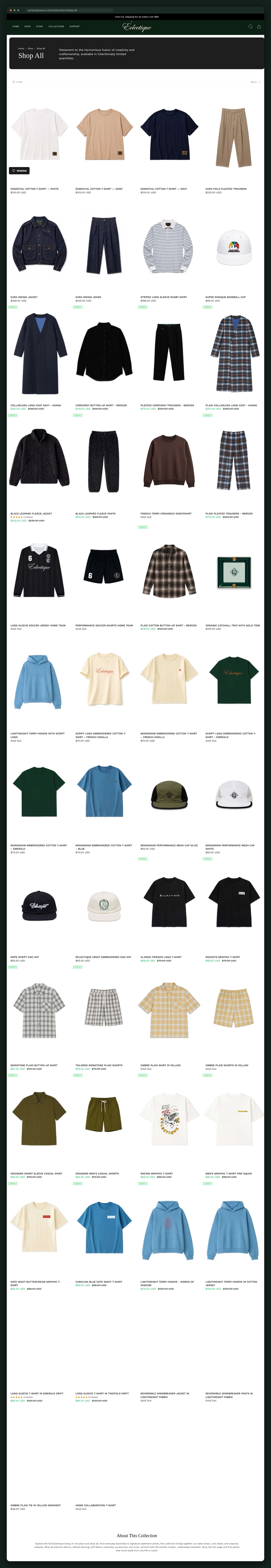 Shop All collection page, full scroll