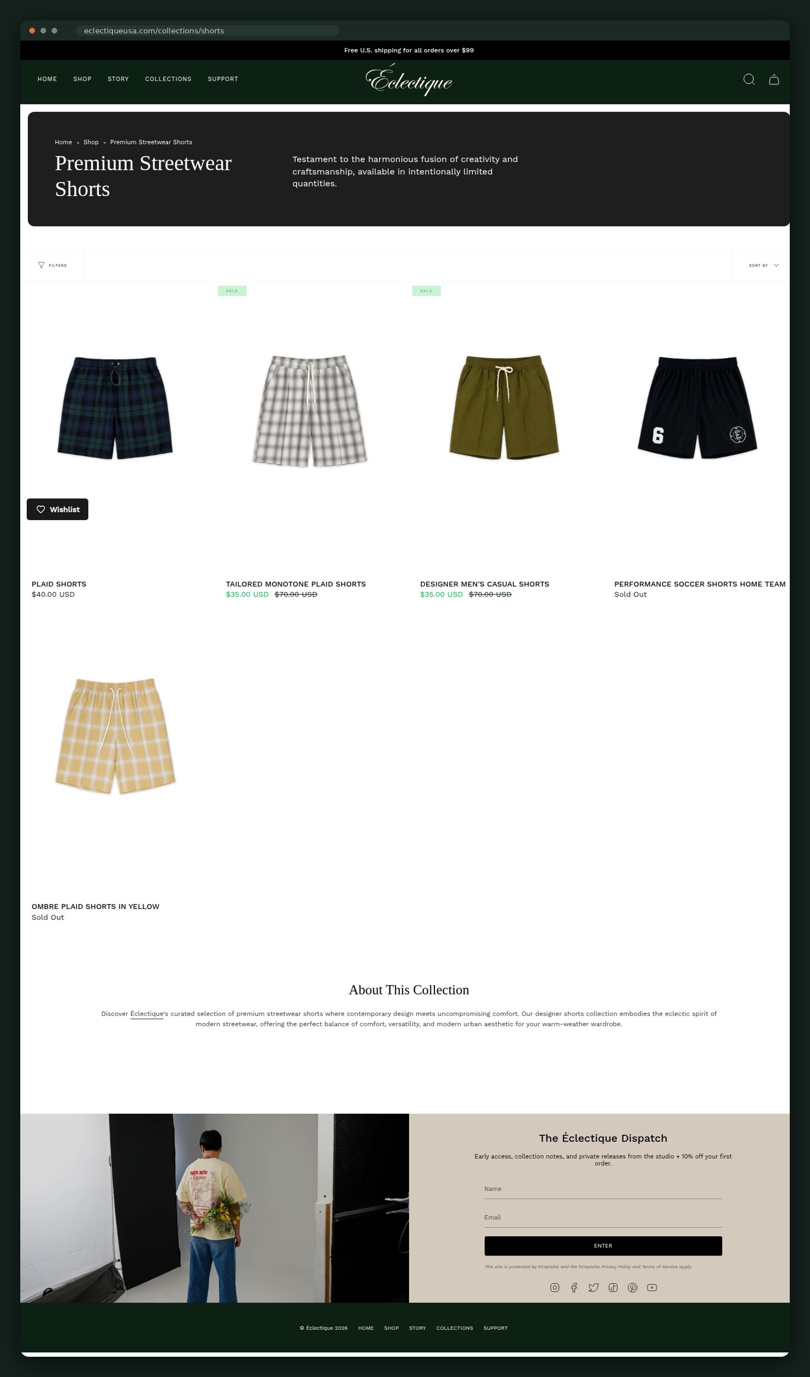 Premium streetwear shorts collection, full scroll