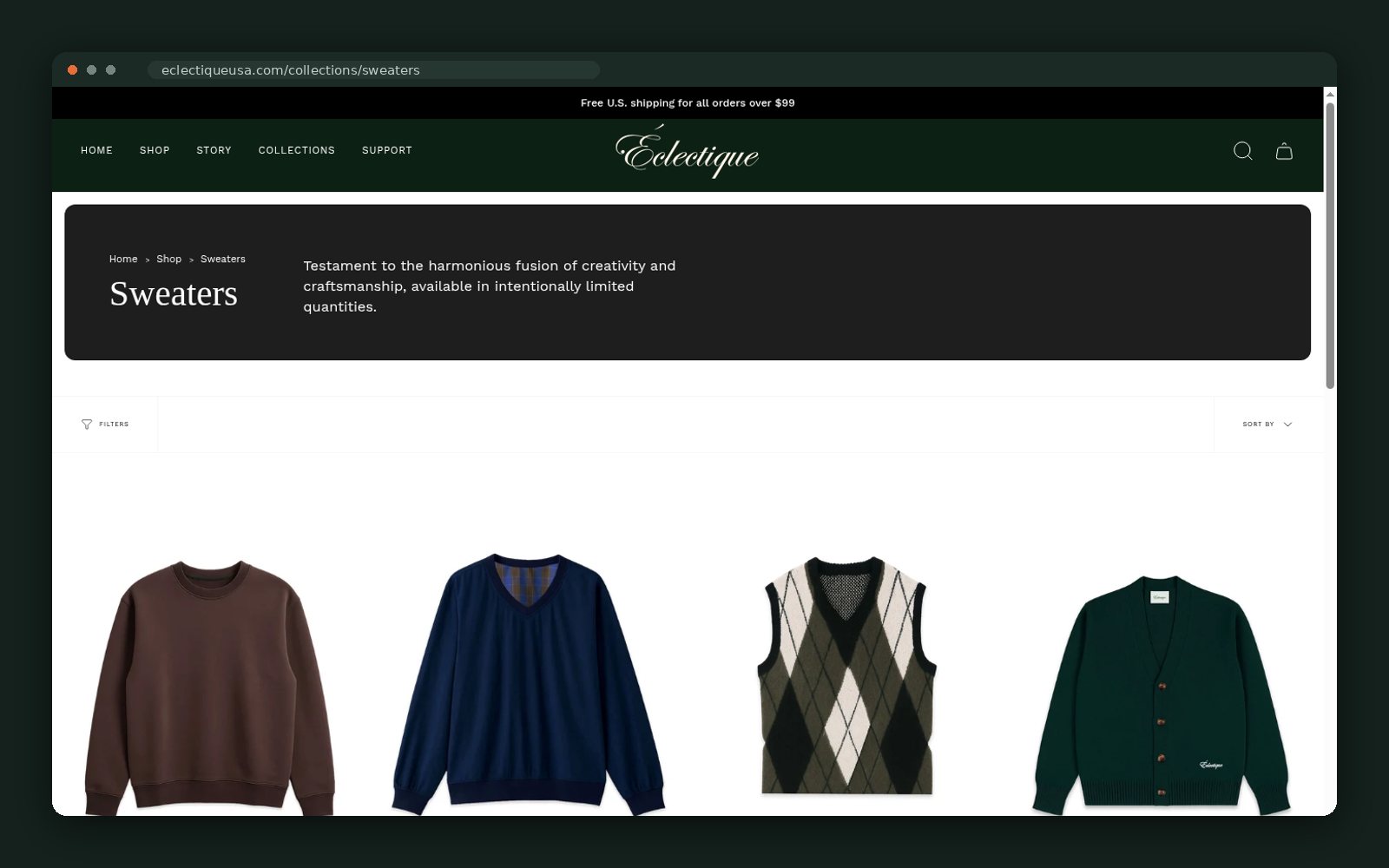 Sweaters collection — knitwear grid