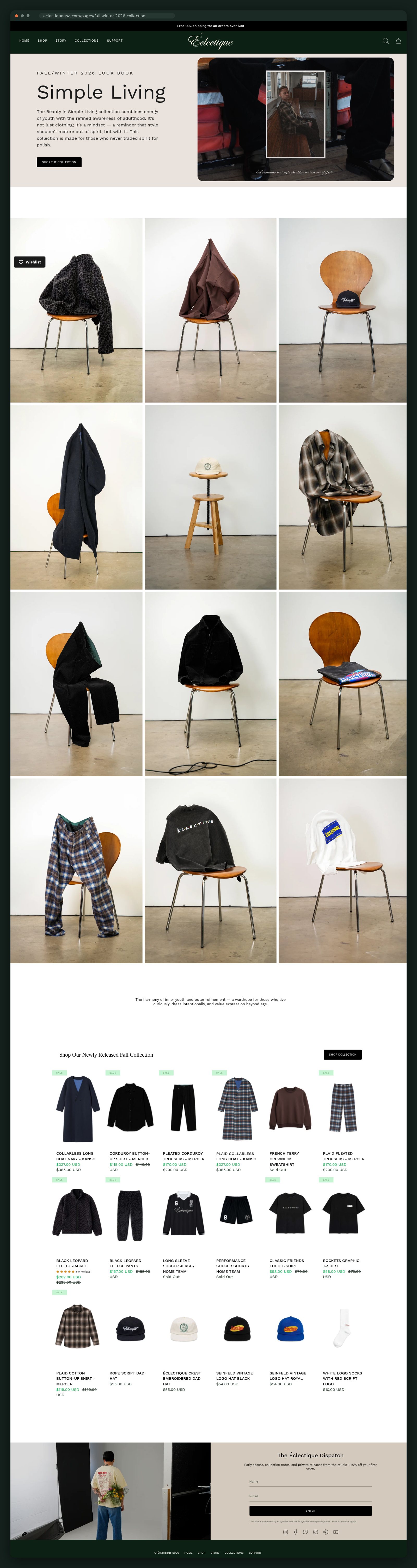 Simple Living Fall/Winter 2026 look book, full scroll