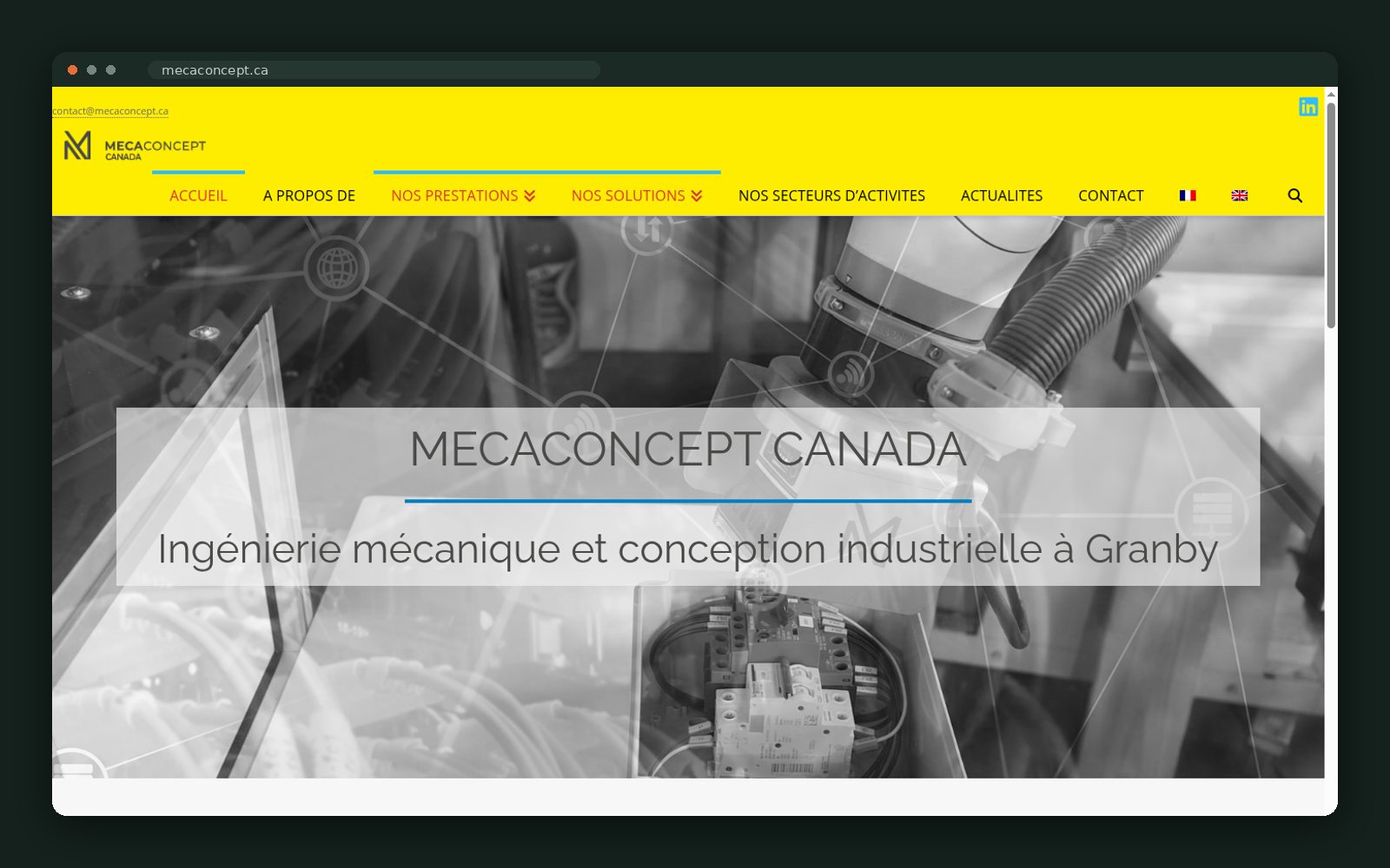 Solutions GCF / Mecaconcept Canada website homepage