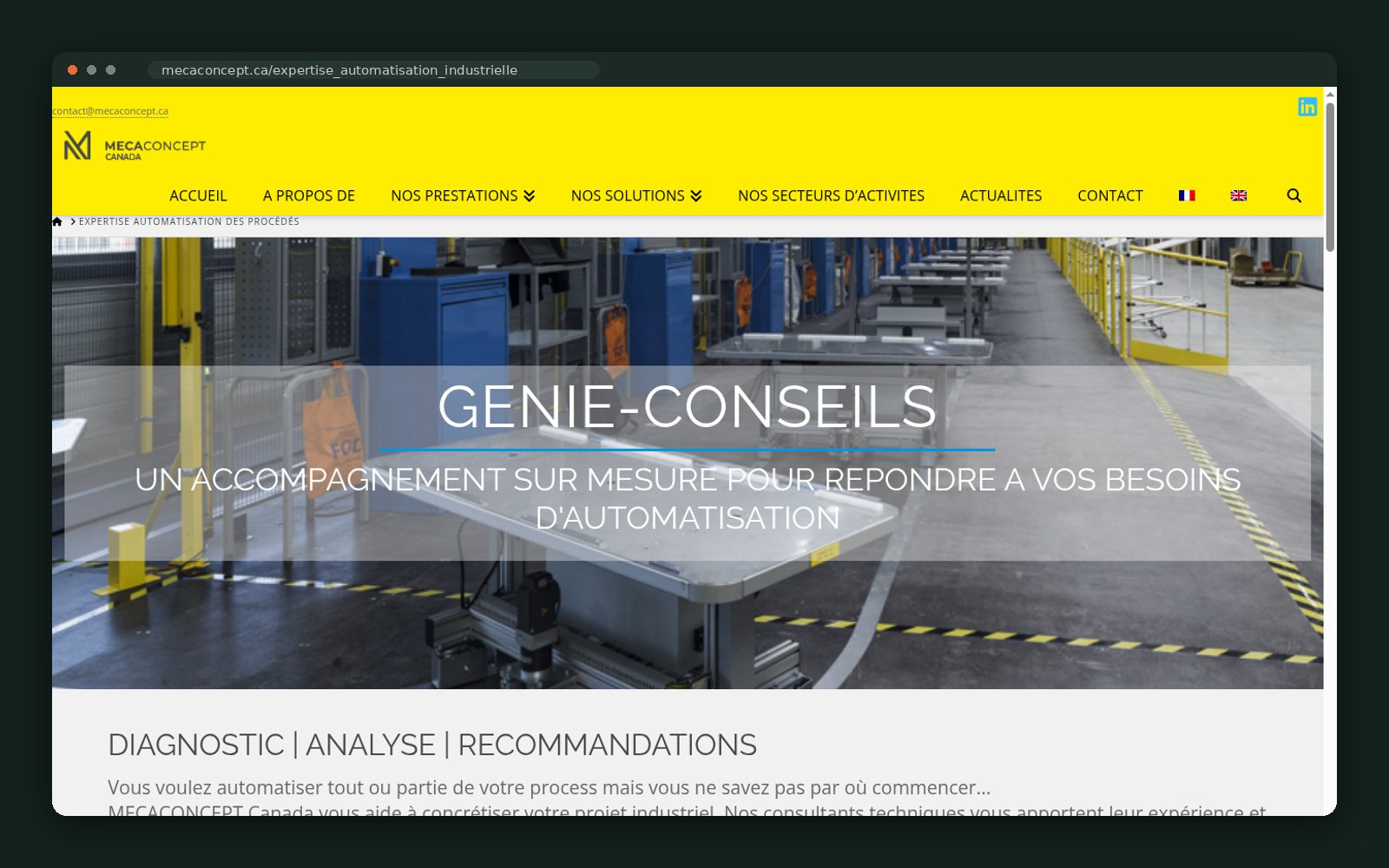 Solutions GCF / Mecaconcept Canada website — screen 4