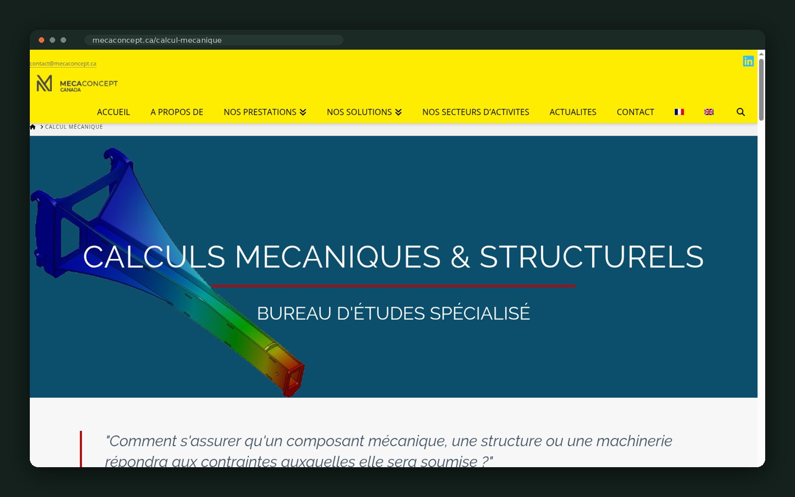 Solutions GCF / Mecaconcept Canada website — screen 3