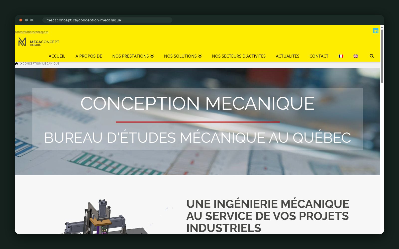 Solutions GCF / Mecaconcept Canada website — screen 2