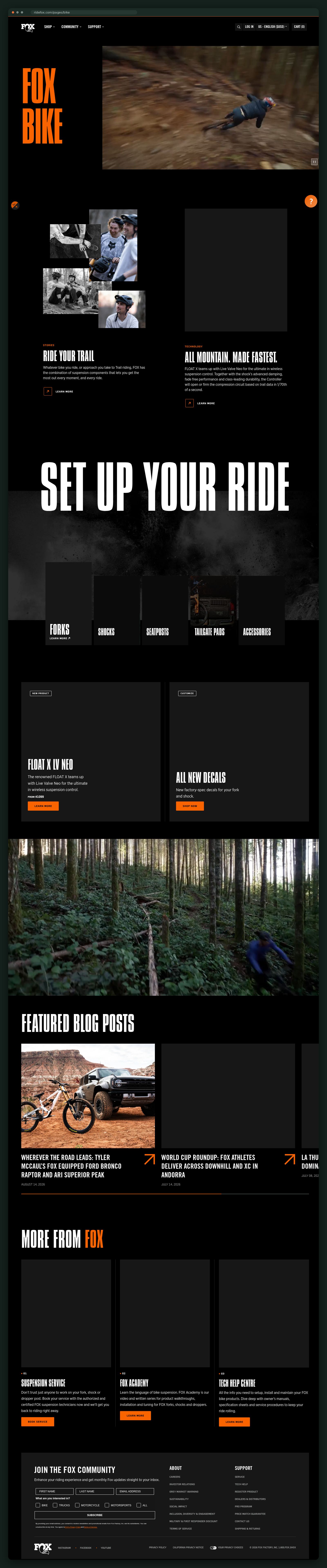 FOX Bike category page, full scroll