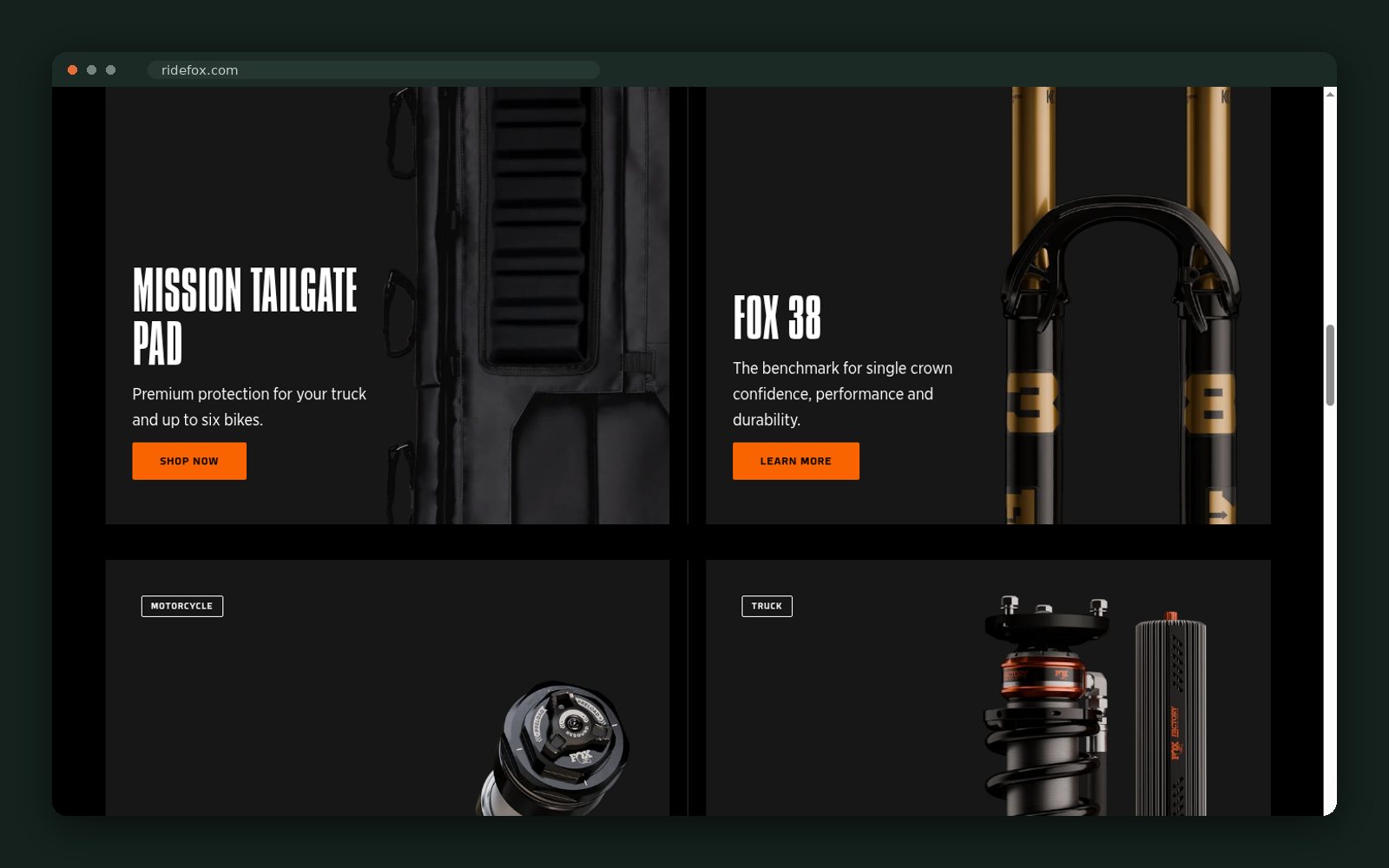 Featured product grid on the homepage