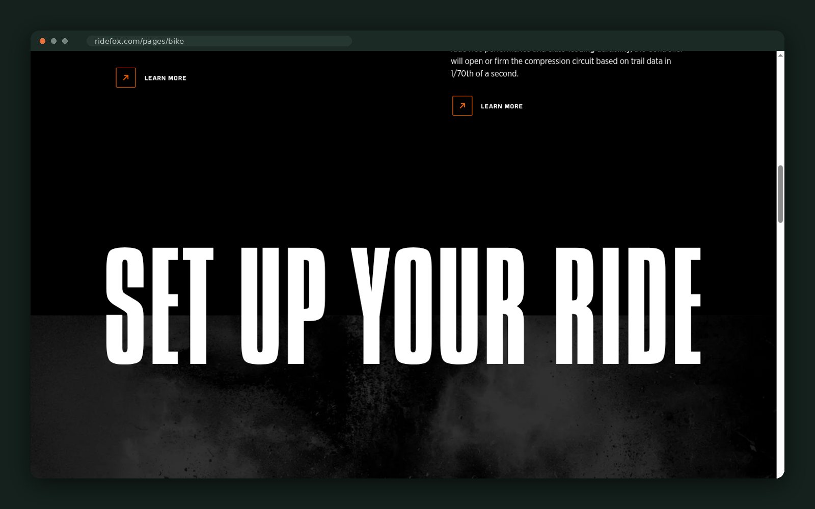 "Set up your ride" — bike component navigation