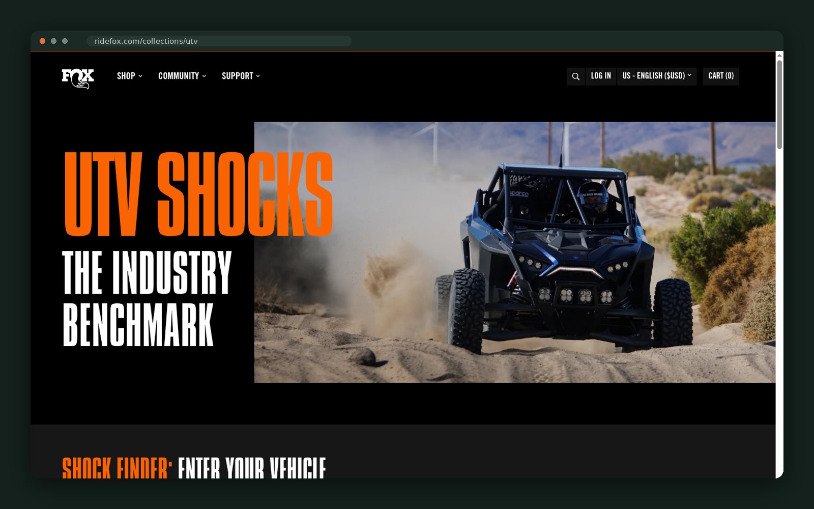 UTV shocks collection with the shock finder