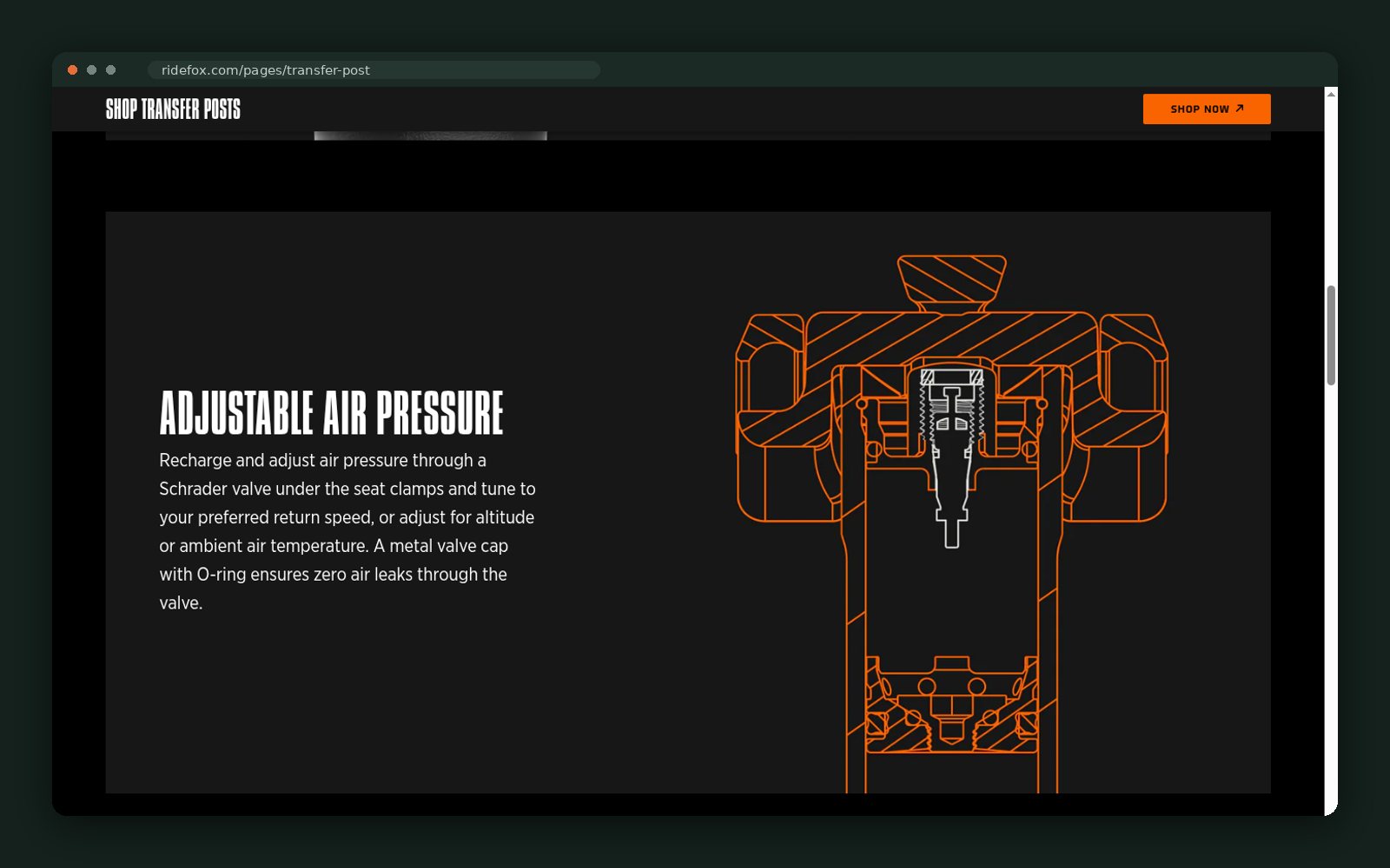 Technical illustration section on the Transfer page
